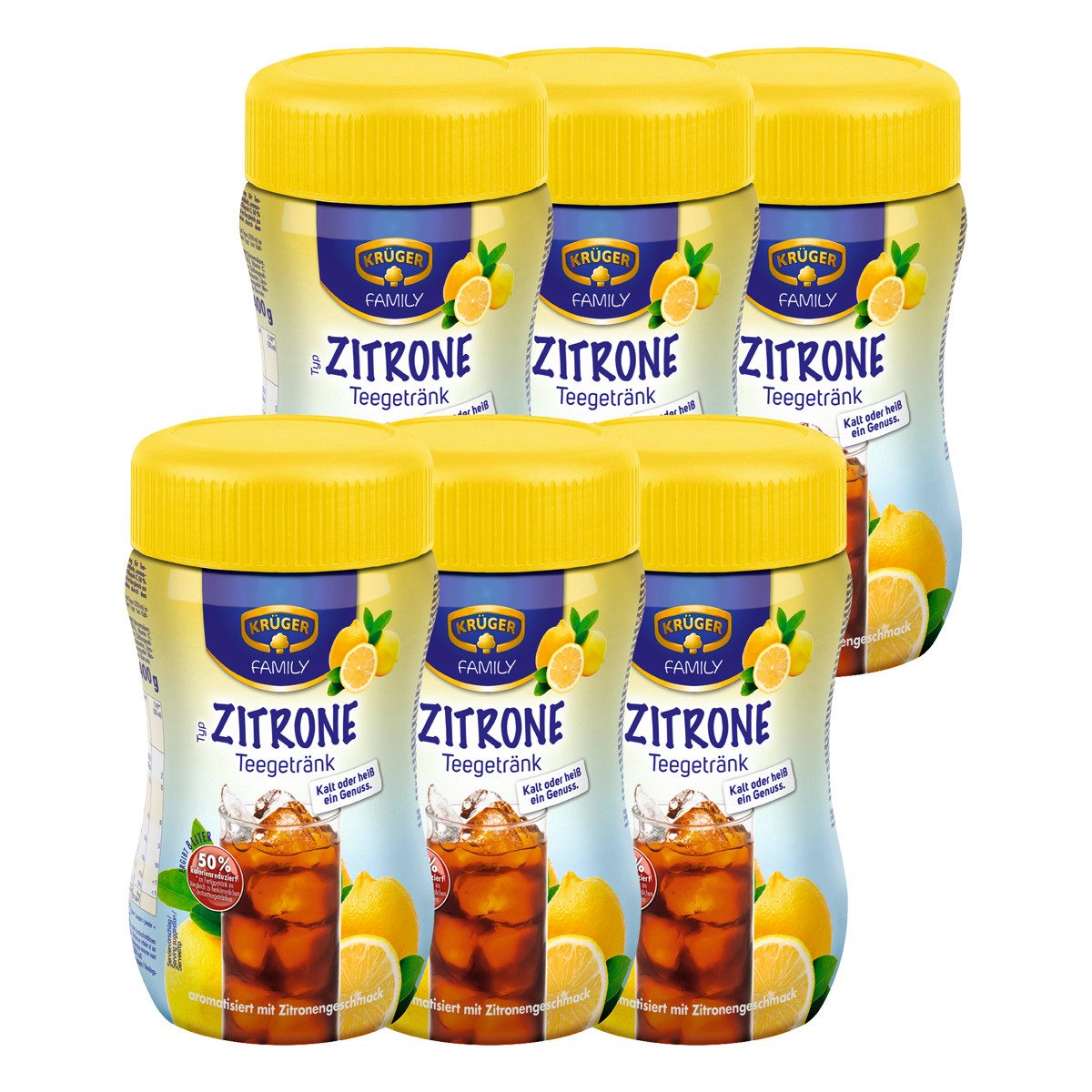 Krüger Tee, Krüger Teegetränk Zitrone 50 Prozent kalorienreduziert 6er Pack