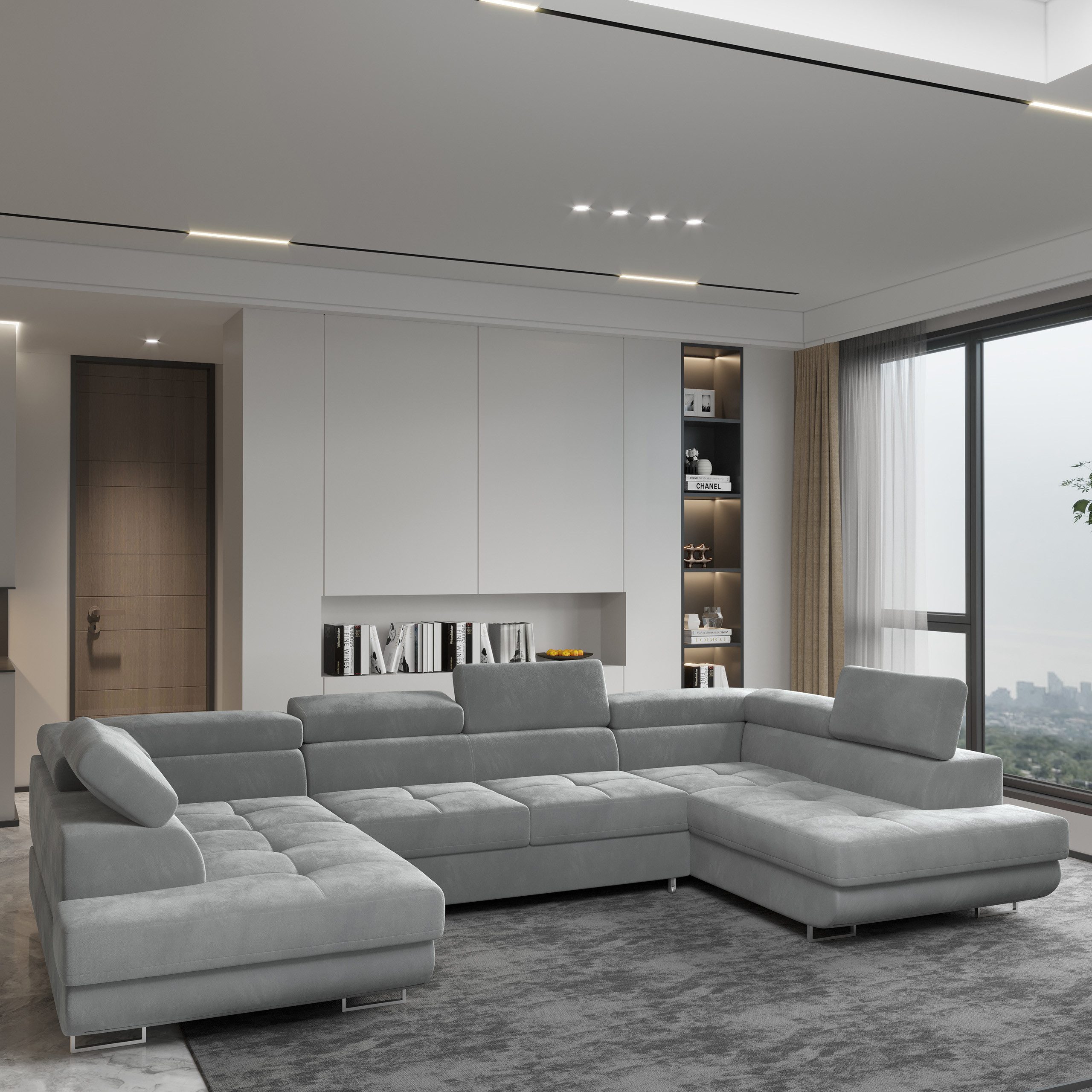 Masseno Ecksofa RAGGIO mit Schlaffunktion U-Form, Sofa mit Bettkasten