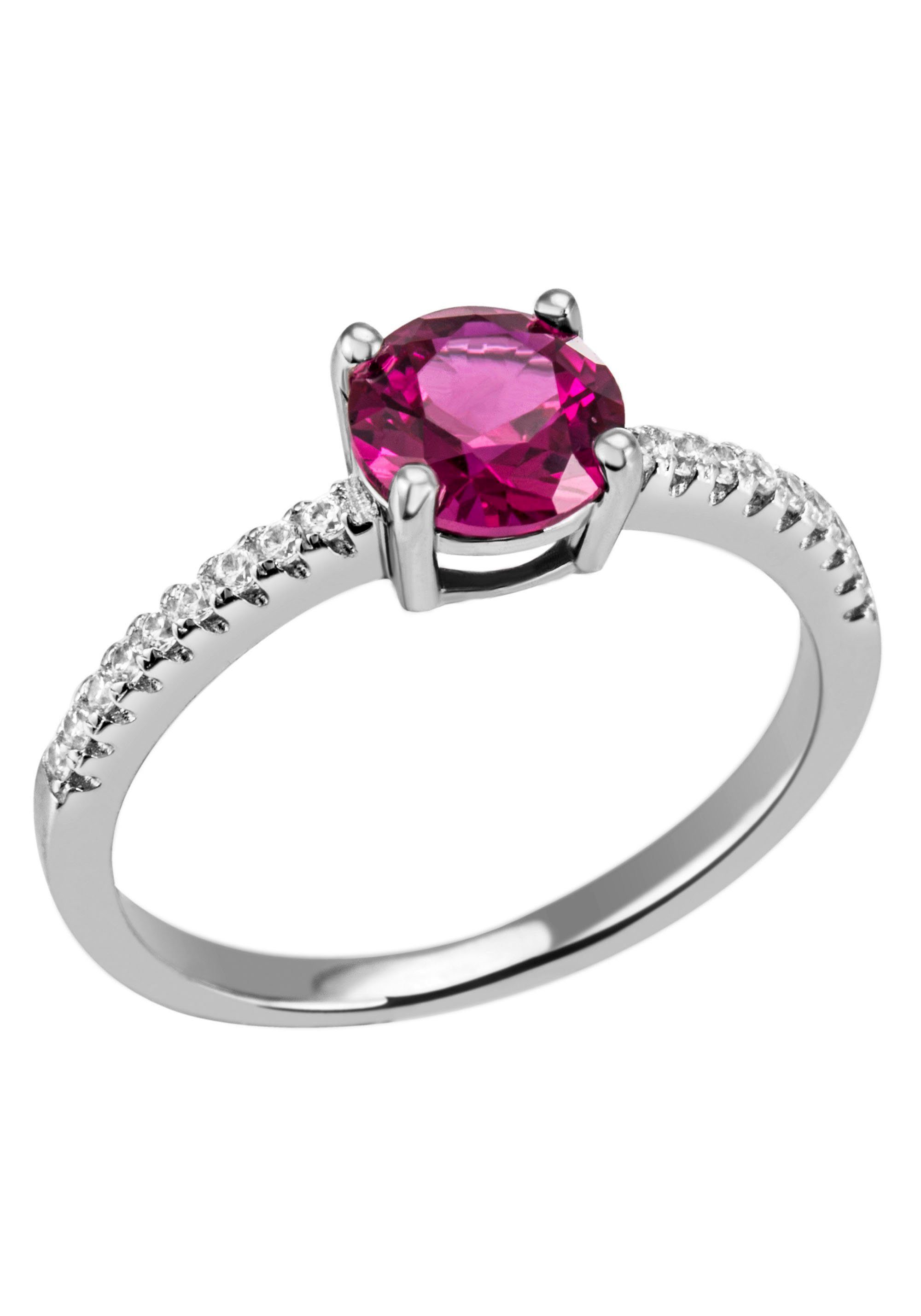 Firetti Fingerring Schmuck Geschenk Silber 925 Silberring Ring Rubin-Optik glitzernd, mit Zirkonia (synth)