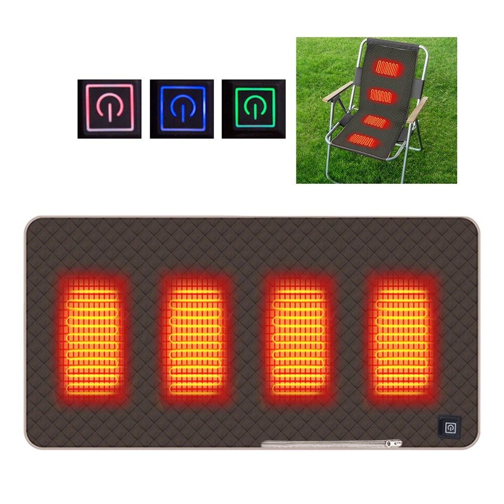 VIVIHEYDAY Heizkissen Beheiztes Sitzkissen, Elektrisch Beheizbare Heizkissen Wärmekissen, 45 x 90 cm Heizkissen für Campingstühle mit 3 Heizstufen, Tragebar USB 5V Heizsitzkissen für Stadion, Camping