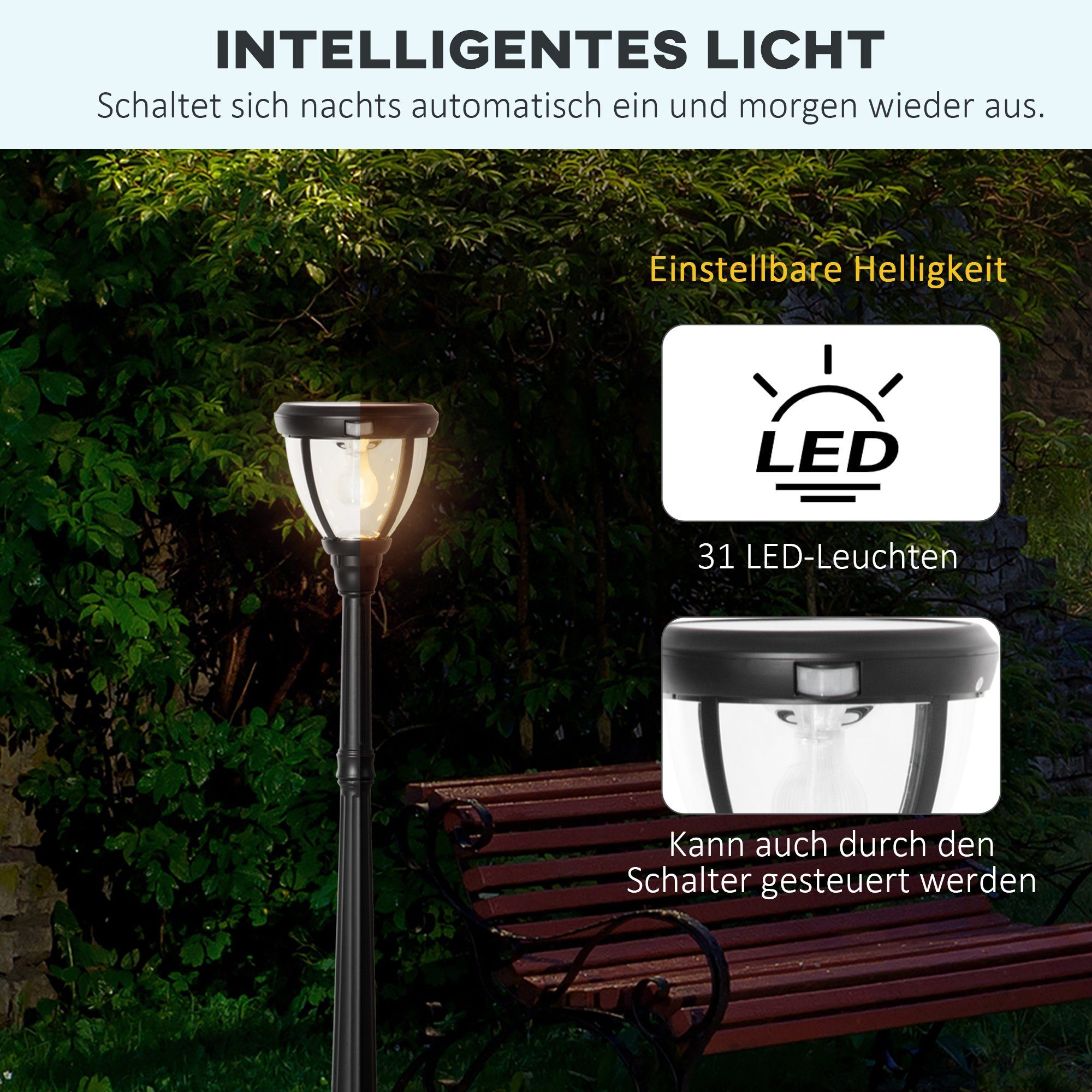 Gartenlampe Outsunny Gartenleuchte LED