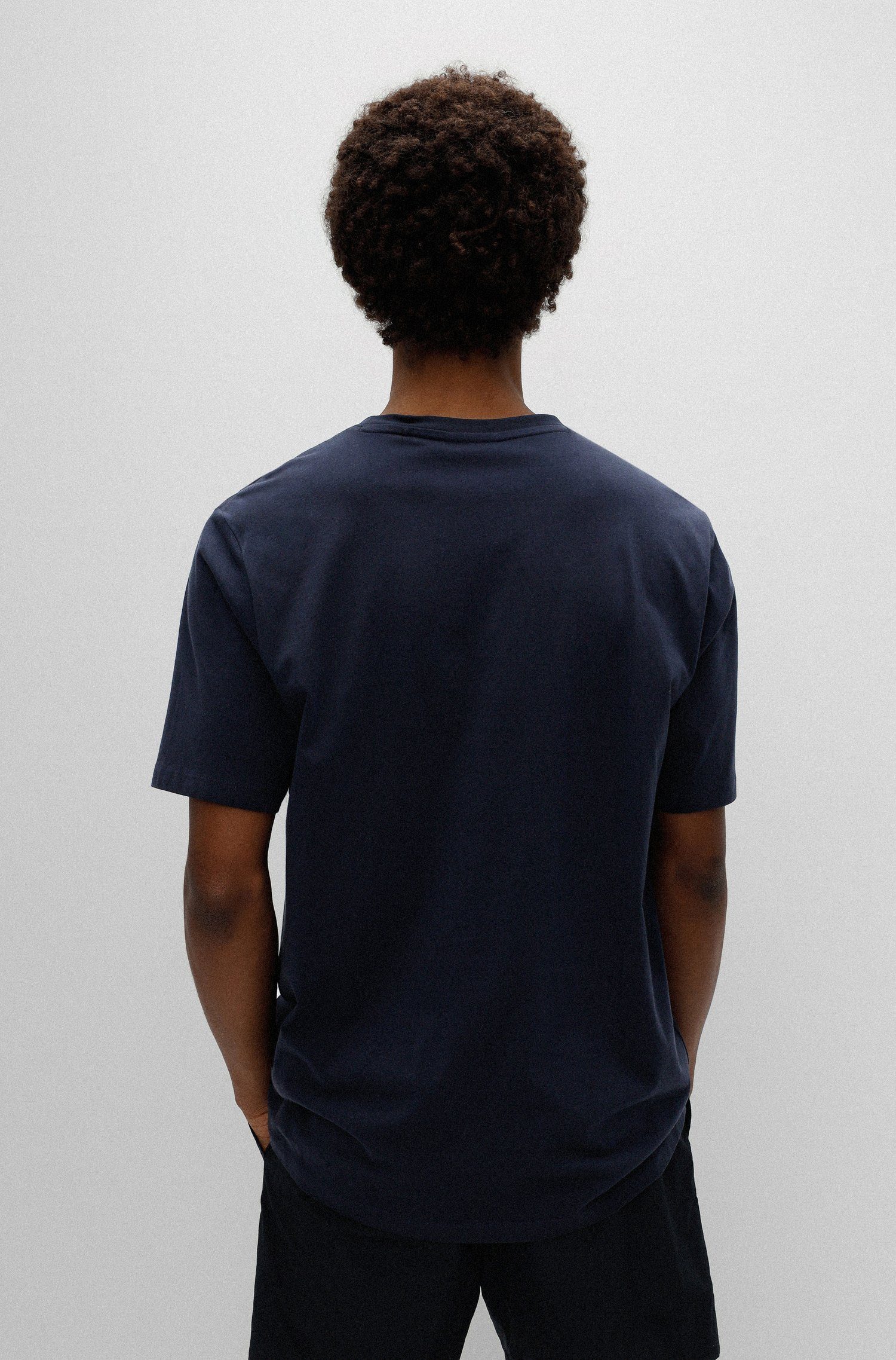 (405) Dulive Blau T-Shirt (1-tlg) HUGO