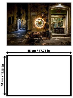 Victor (Zenith) Acrylglasbild Acrylglasbild \"Ein Licht in der Nacht\" - Größe: 30 x 45 cm, Städte, in 30x45cm, Glasbilder Italien Cafe, Wanddeko