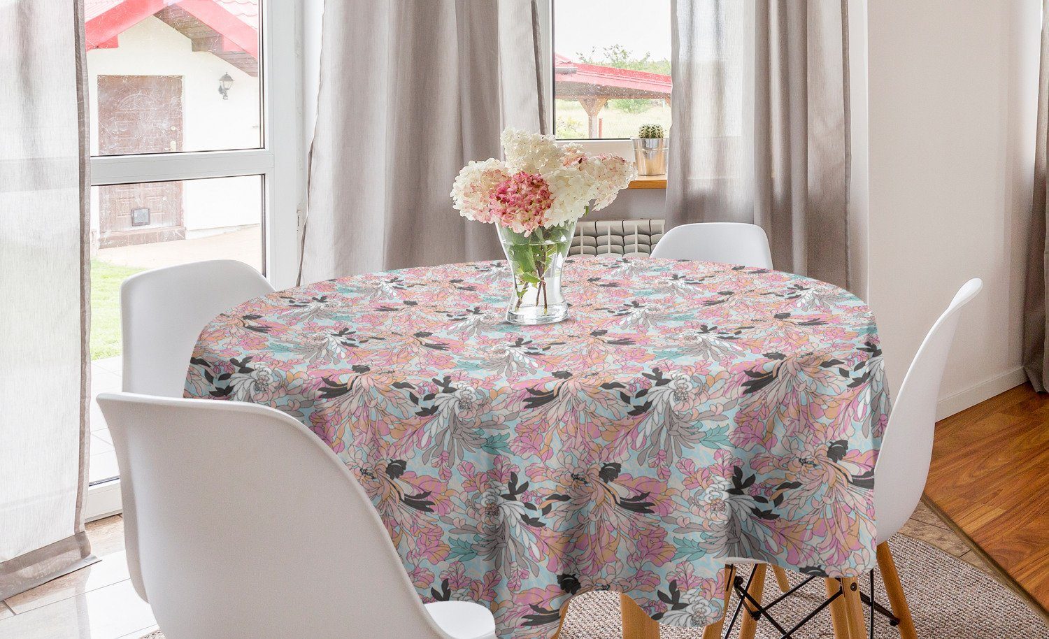 Esszimmer Astern Dekoration, Tischdecke Zurück Tischdecke Kreis hellblauen Abdeckung einem Blumen auf für Küche Abakuhaus