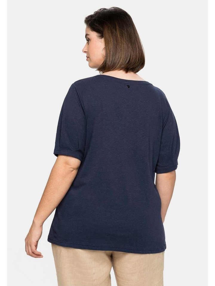 Sheego T-Shirt Große Größen aus Leinen-Viskose-Mix, mit Puffärmeln