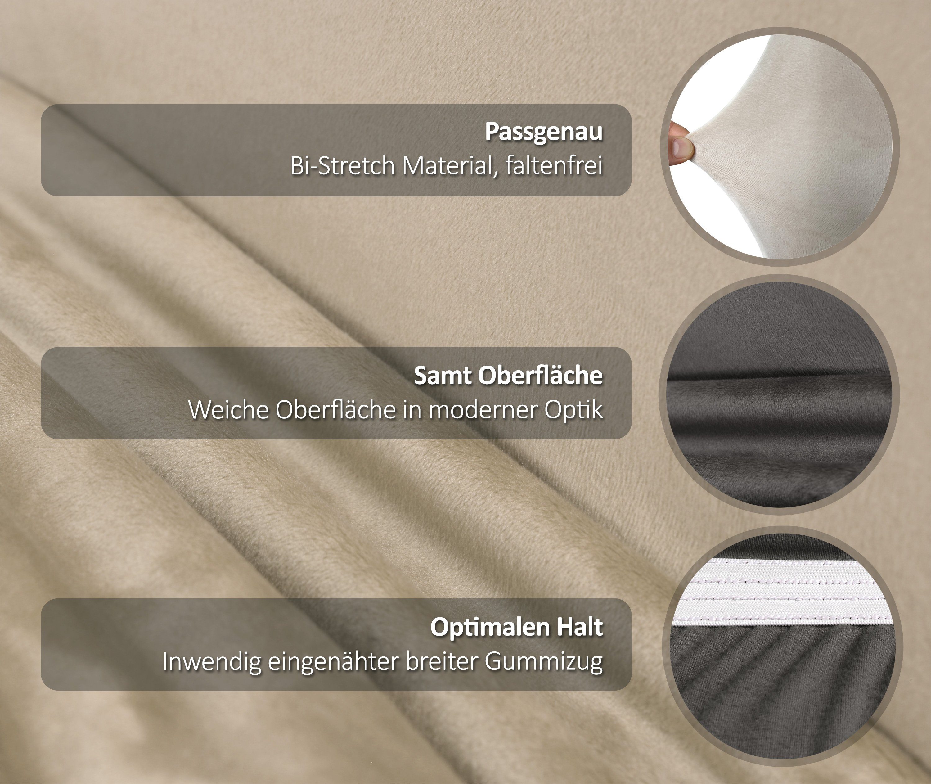 Beautex Stuhlhusse Samt Stretch für Stühle & Schwingstühle 6er Set LEA – Bild 2 von 5