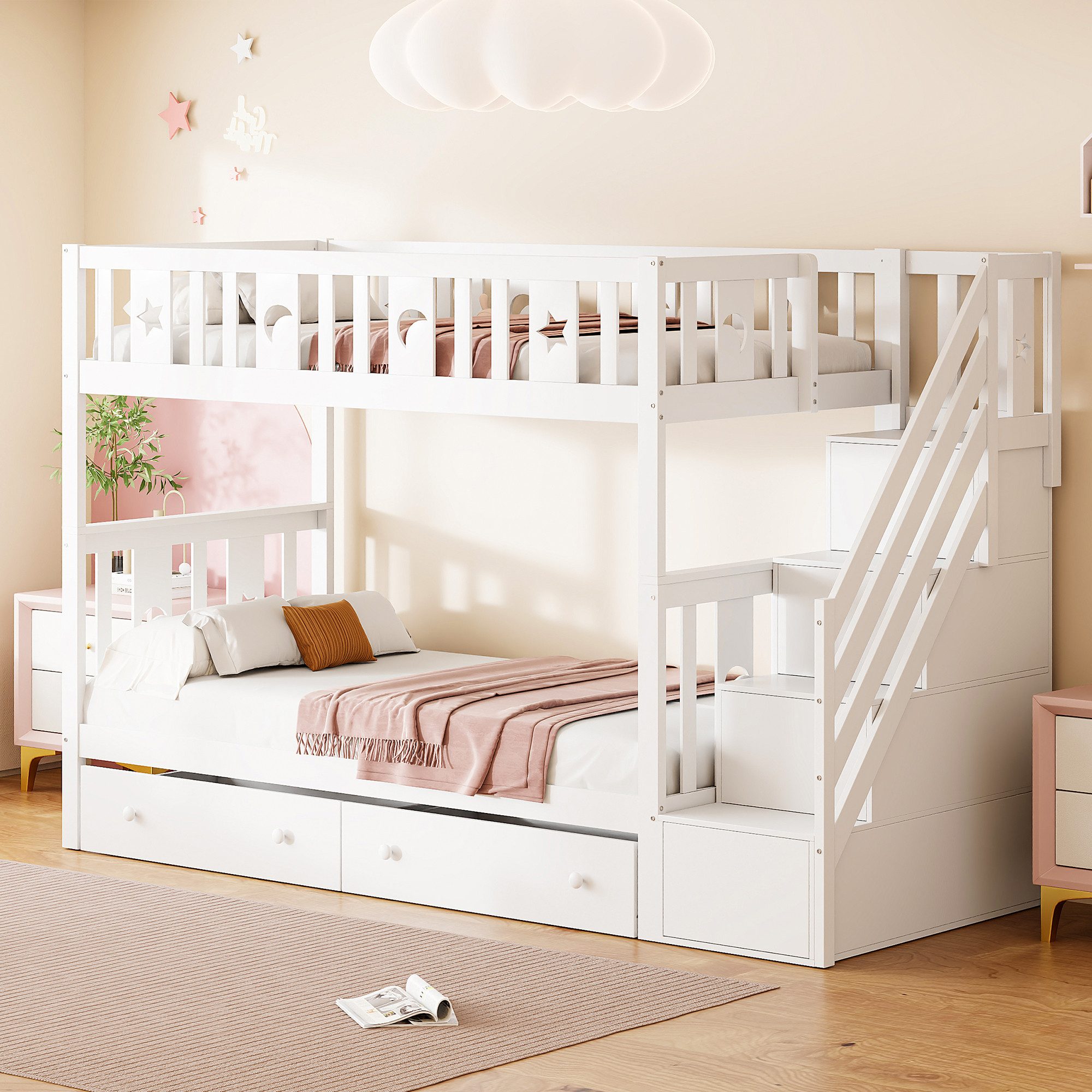 HAUSS SPOLE Etagenbett 90X200cm mit Stauraumtreppe, günstig online kaufen