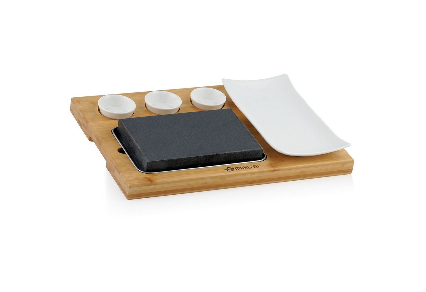 Mahlzeit Lavasteine Set (7-teilig), Set mit heißem Stein, Teller und Dipschalen