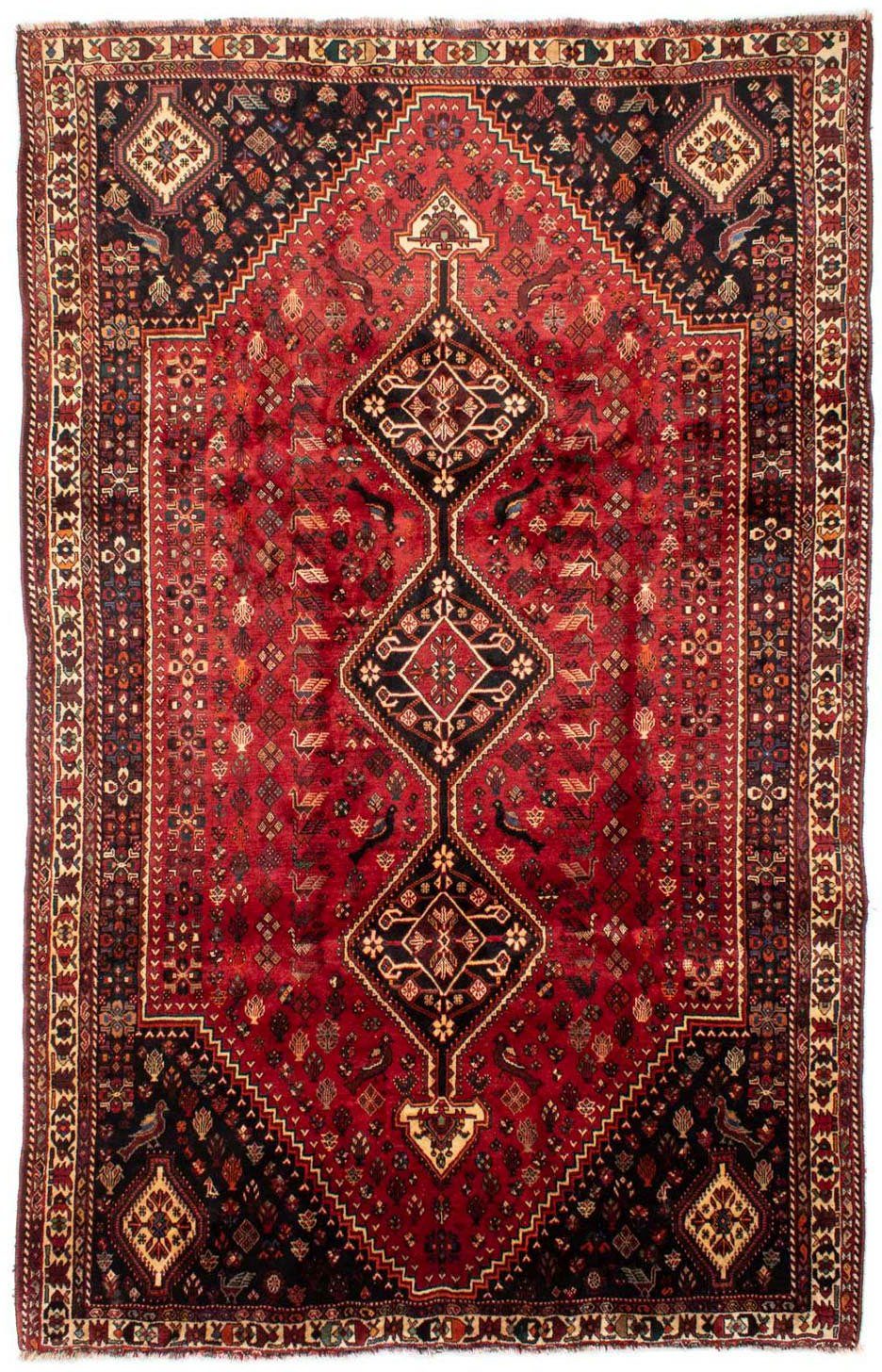 Wollteppich Shiraz Medaillon Rosso 330 rechteckig, 10 228 Unikat x mit Zertifikat morgenland, mm, cm, Höhe