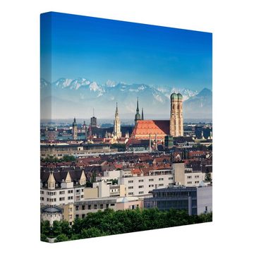 Bilderdepot24 Leinwandbild Skyline Modern Stadt München blau Bild auf Leinwand Groß XXL, Bild auf Leinwand; Leinwanddruck in vielen Größen