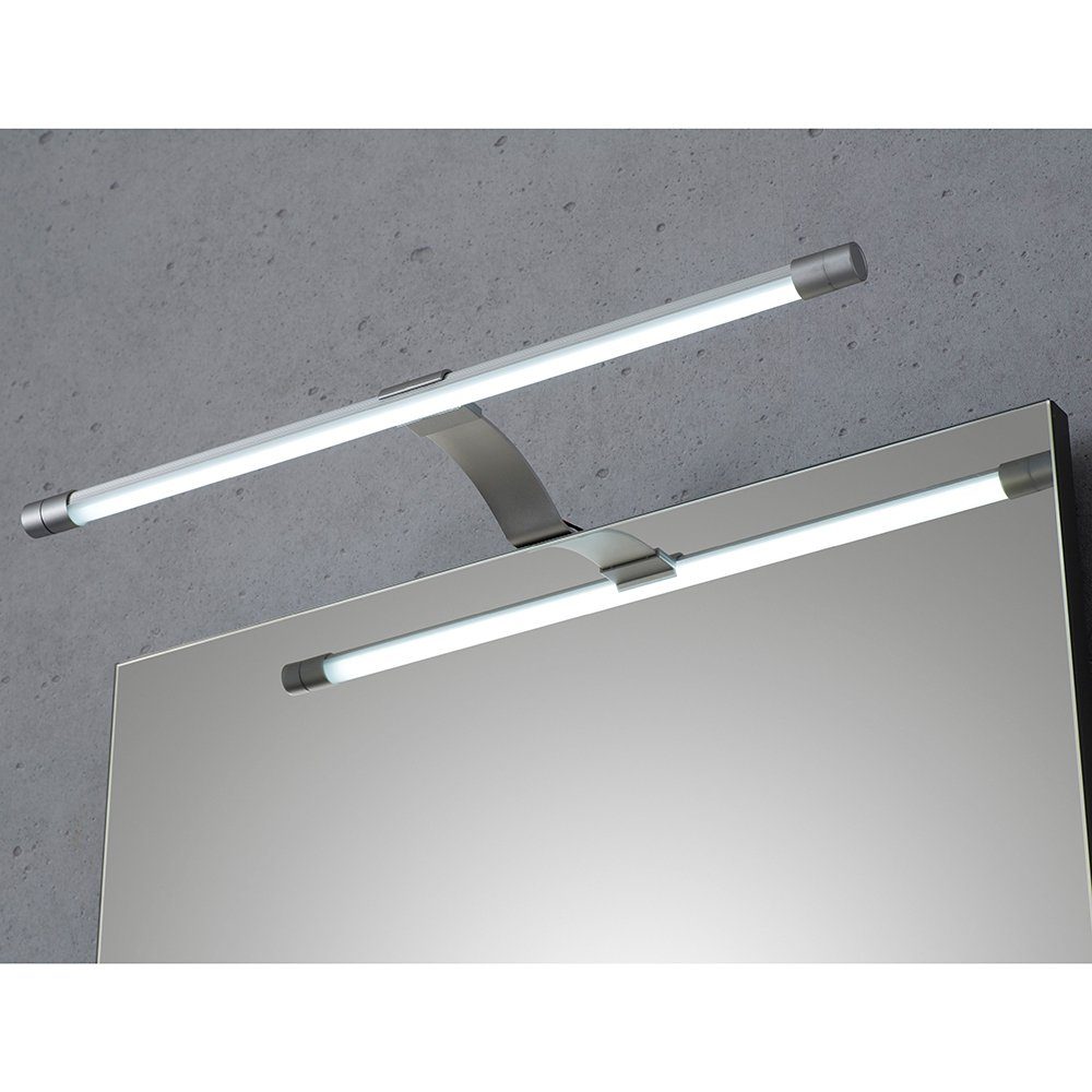 Lomadox Badspiegel QENA-66, Badezimmer Spiegel B/H/T Silber, cm LED in Beleuchtung 50/74/9,5 mit