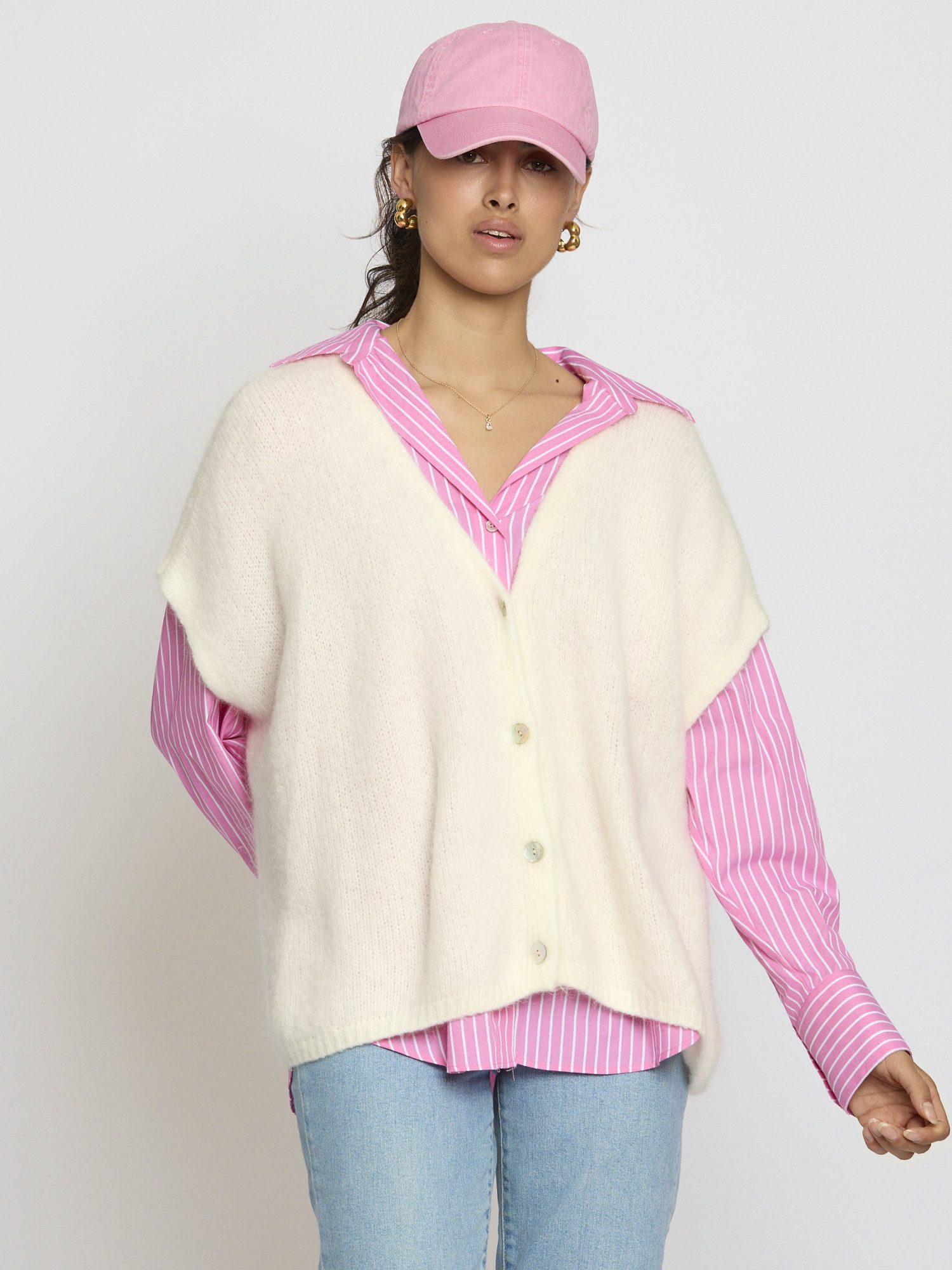 Lilavie Strickweste Ninaa One Size Oversize Feinstrick-Weste mit hohem Wollanteil