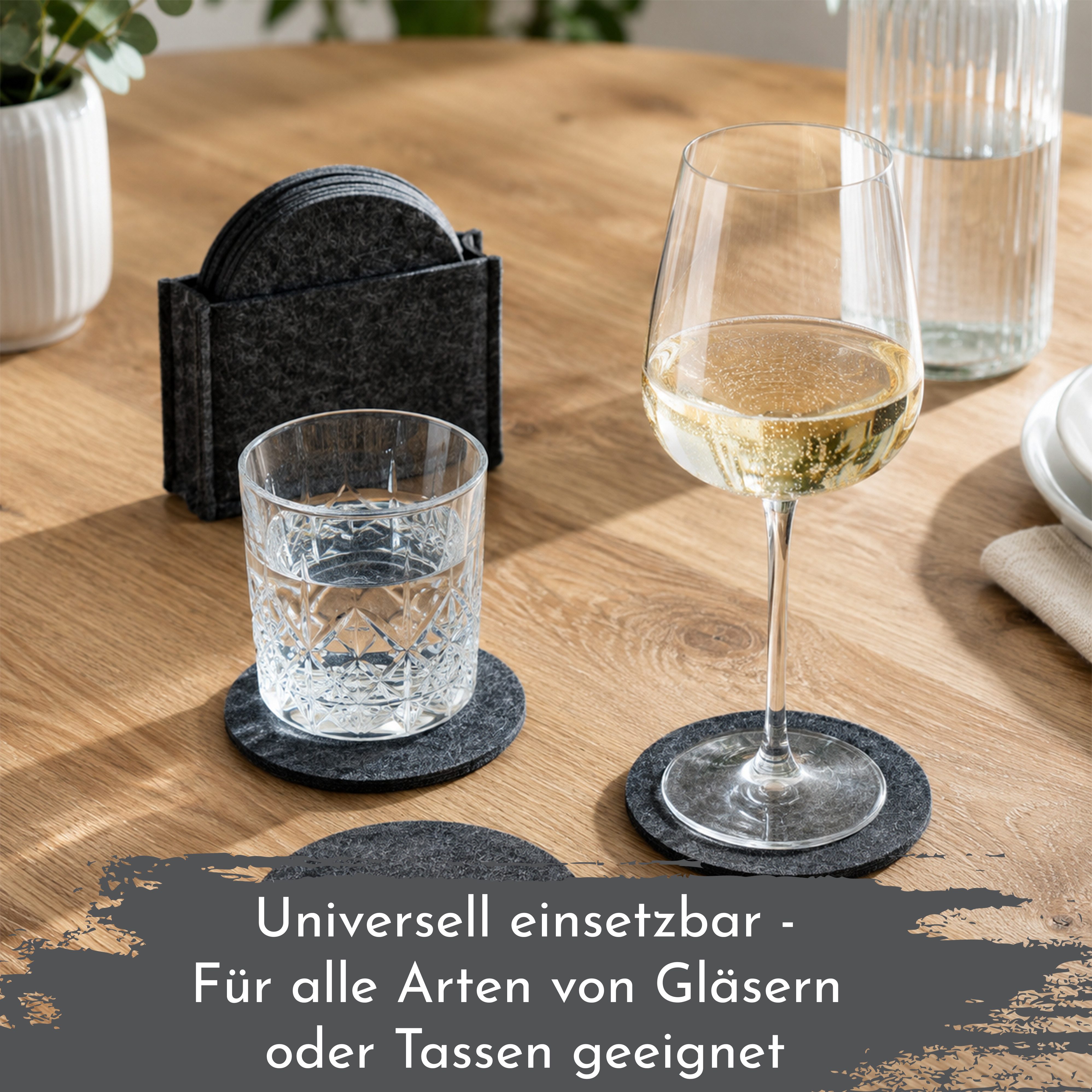 VanHenry Getränkeuntersetzer Filz-Glasuntersetzer Rund 12er Set inkl. Box als Tischset für Gläser, 13-tlg. – Bild 2 von 5