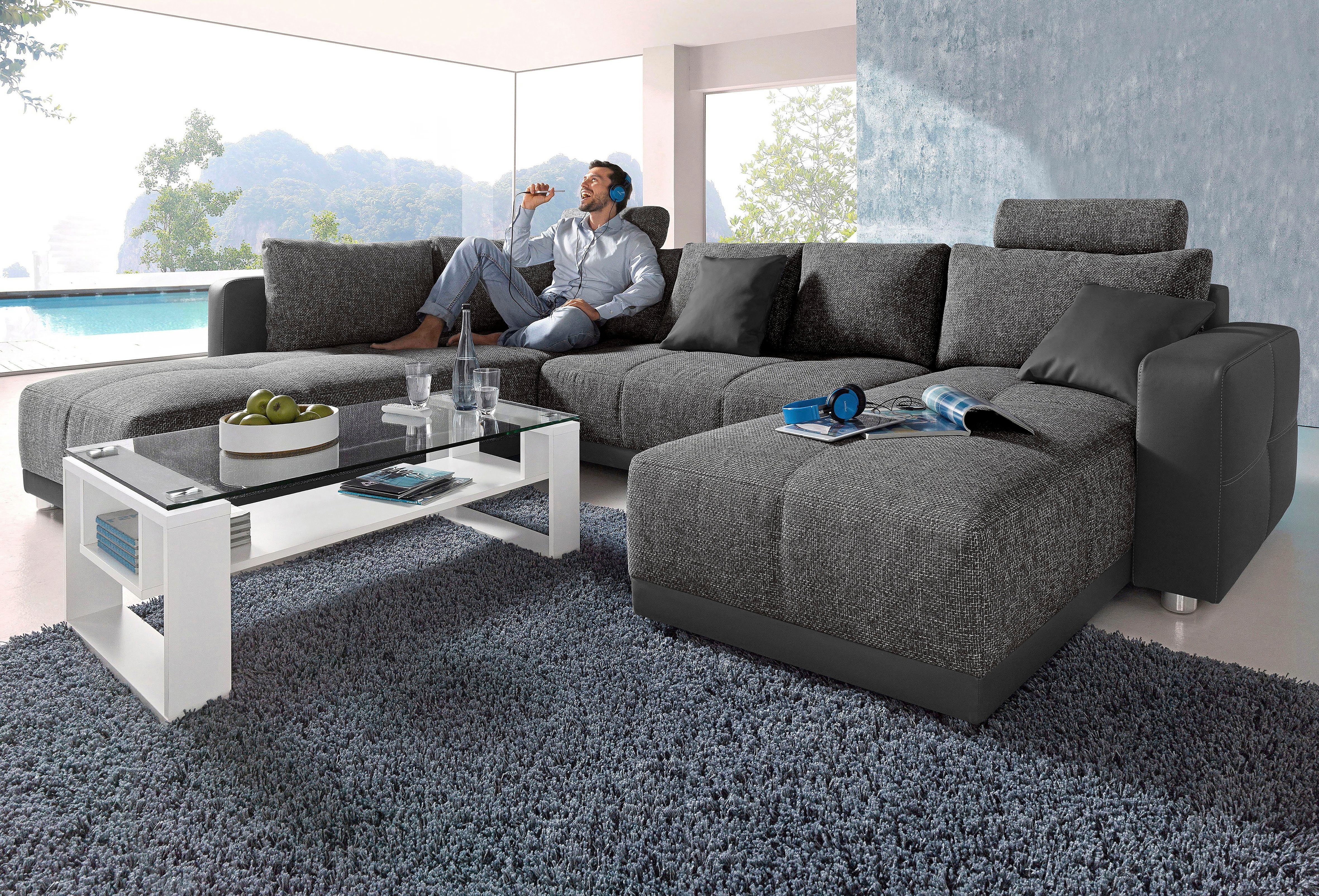 Jockenhöfer Gruppe Wohnlandschaft "Orlando U-Form, B: 337 cm" mit Bettfunkt günstig online kaufen