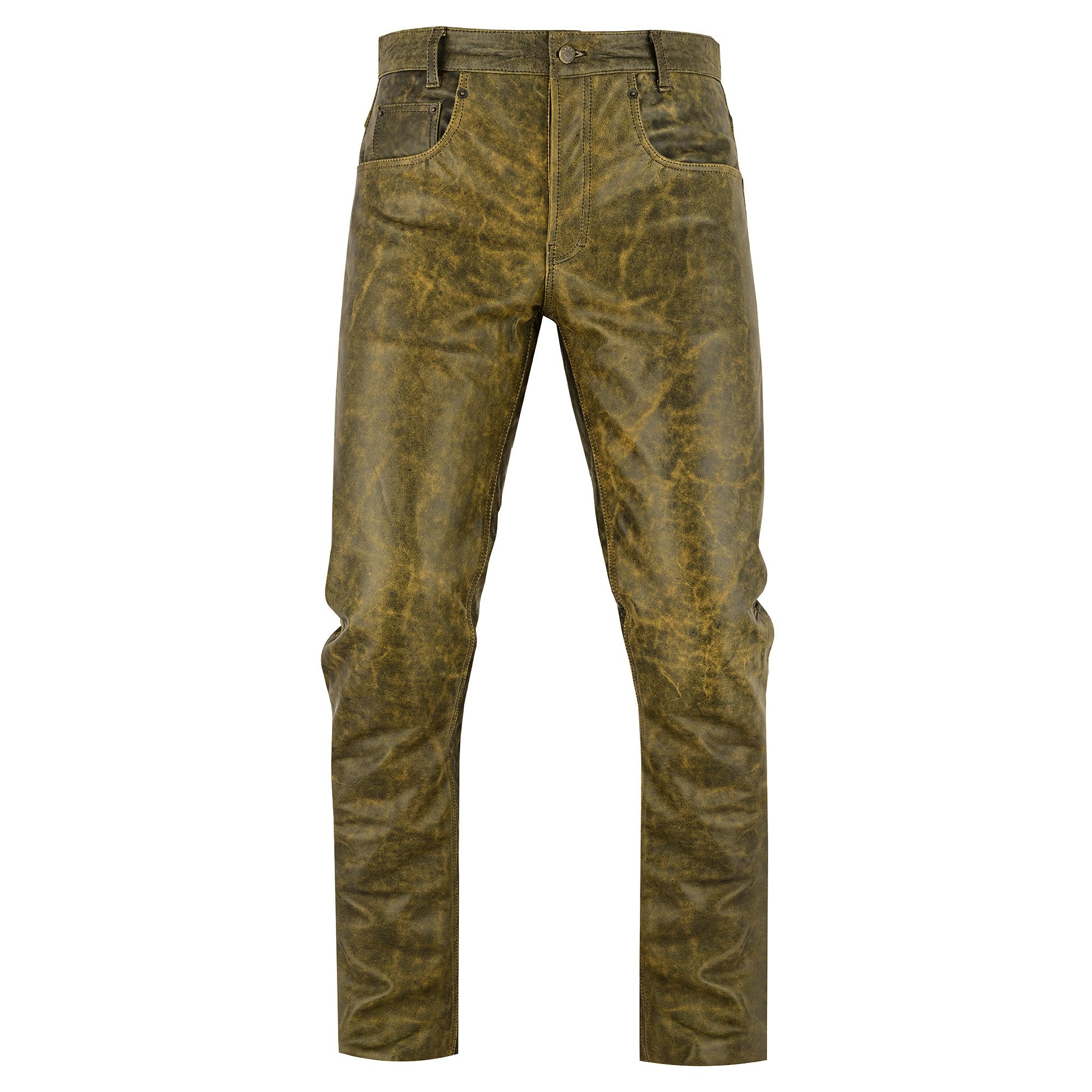 BOHMBERG Lederhose Herren Glatt Lederjeans - Regular Fit, Echtleder, 5 Pocket,Antik Braun