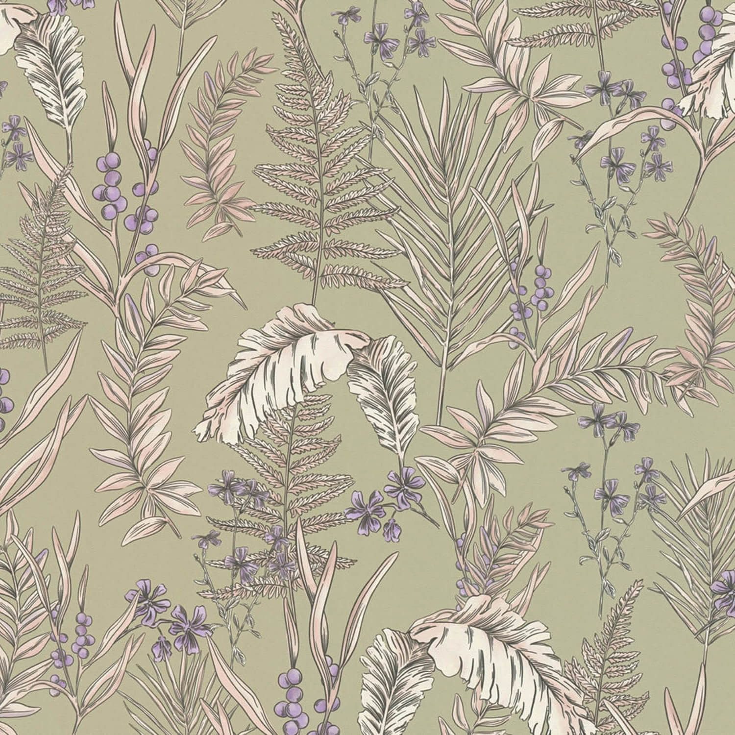 Profhome Vliestapete 394343-GU Blumen Tapete matt grau creme lila violett 5,33 m2, leicht strukturiert, matt, (1 Rolle, 5.33 qm), heißgeprägte Vliestapete in grau