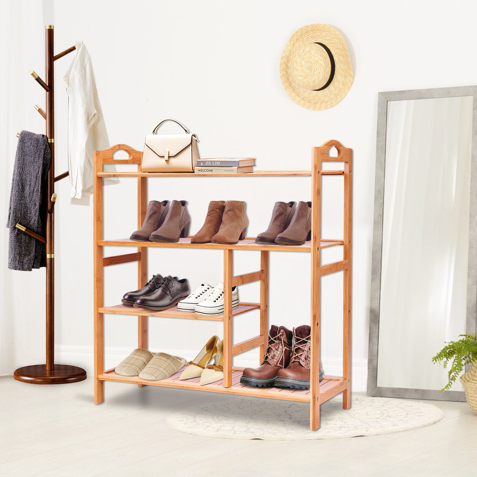COSTWAY Schuhregal, Bambus, 4 Ebenen mit günstig online kaufen