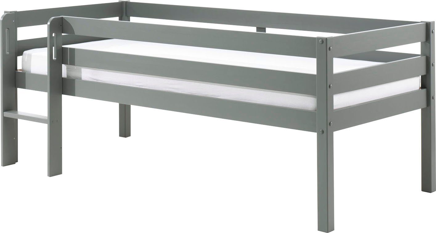 Vipack Spielbett Pino, Kiefer massiv, Liegefläche 90/200, Made in Europe (inkl. Leiter, Absturzschutz, 2 Farben zur Auswahl), inkl. Rolllattenrost, wahlweise mit oder ohne Rutsche