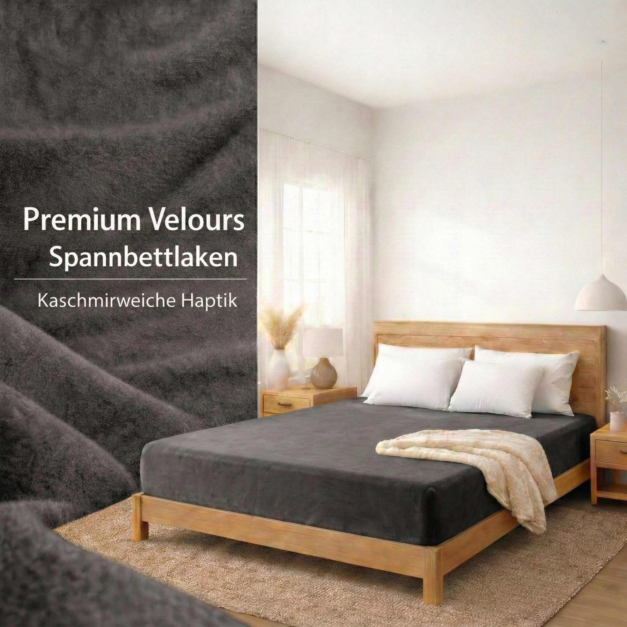 Buymax Spannbettlaken Premium Velours aus 80% Baumwolle, Velours, Gummizug: Rundumgummi, (1 Stück), Pflegeleicht und Atmungsaktiv in Verschiedenen Farben und Größen