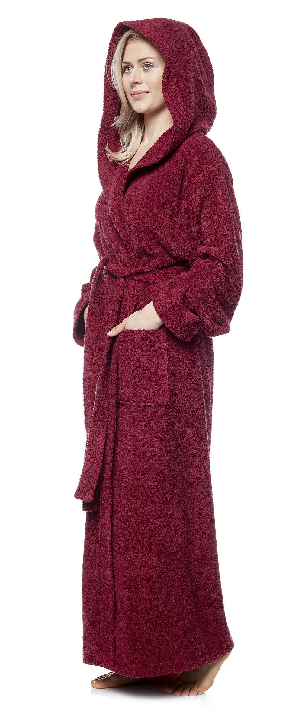 Arus Damenbademantel Pandora, extra lang, mit Kapuze, 100% Baumwolle, für Spa & Zuhause, langform, 100% Baumwolle, Kapuze, Gürtel, mit Kapuze, extra lang, 100% Baumwolle