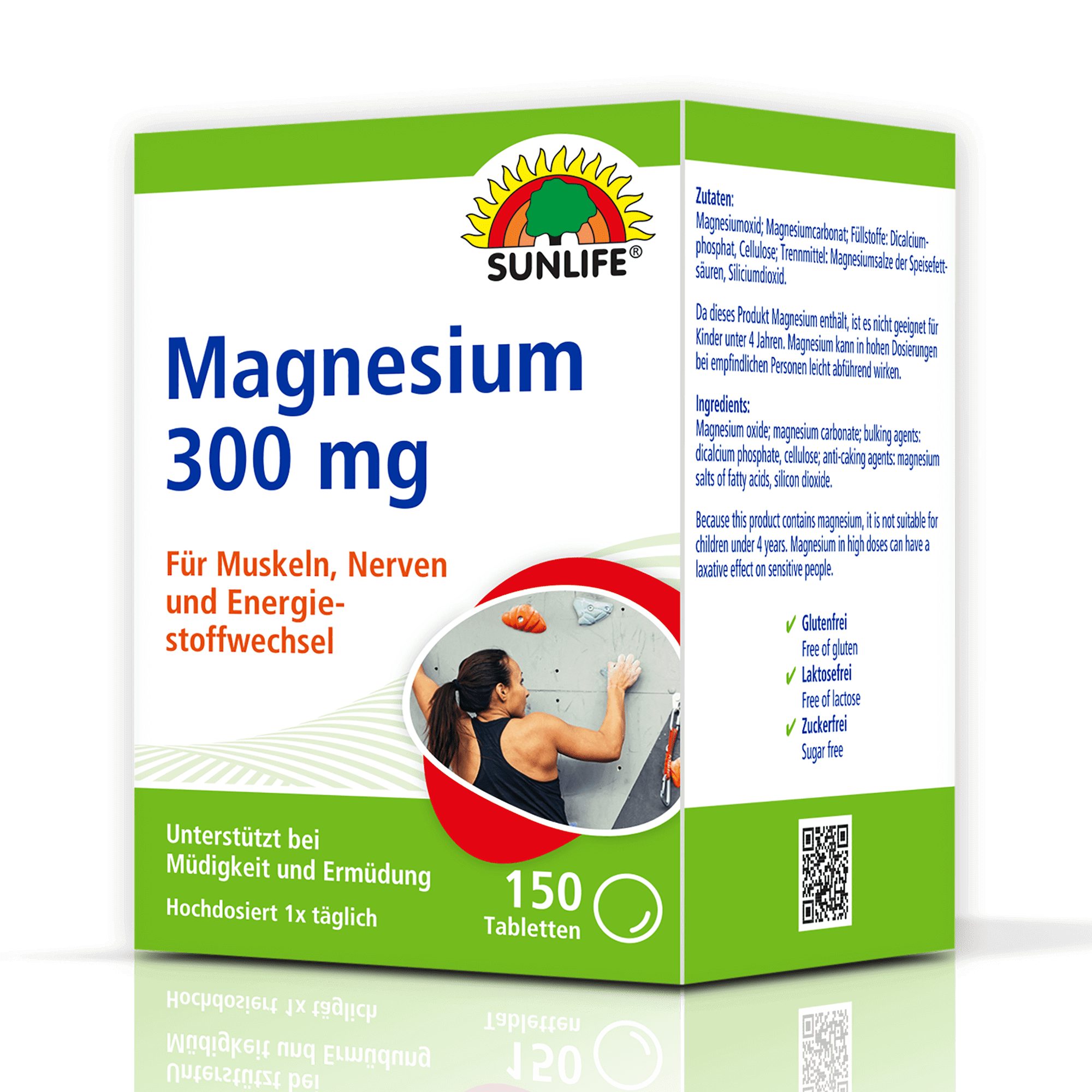 SUNLIFE SUNLIFE® Magnesium 300 mg Tabletten Müdigkeit Muskeln Knochen Energie 1 x täglich eine Tablette mit ausreichend Flüssigkeit schlucken
