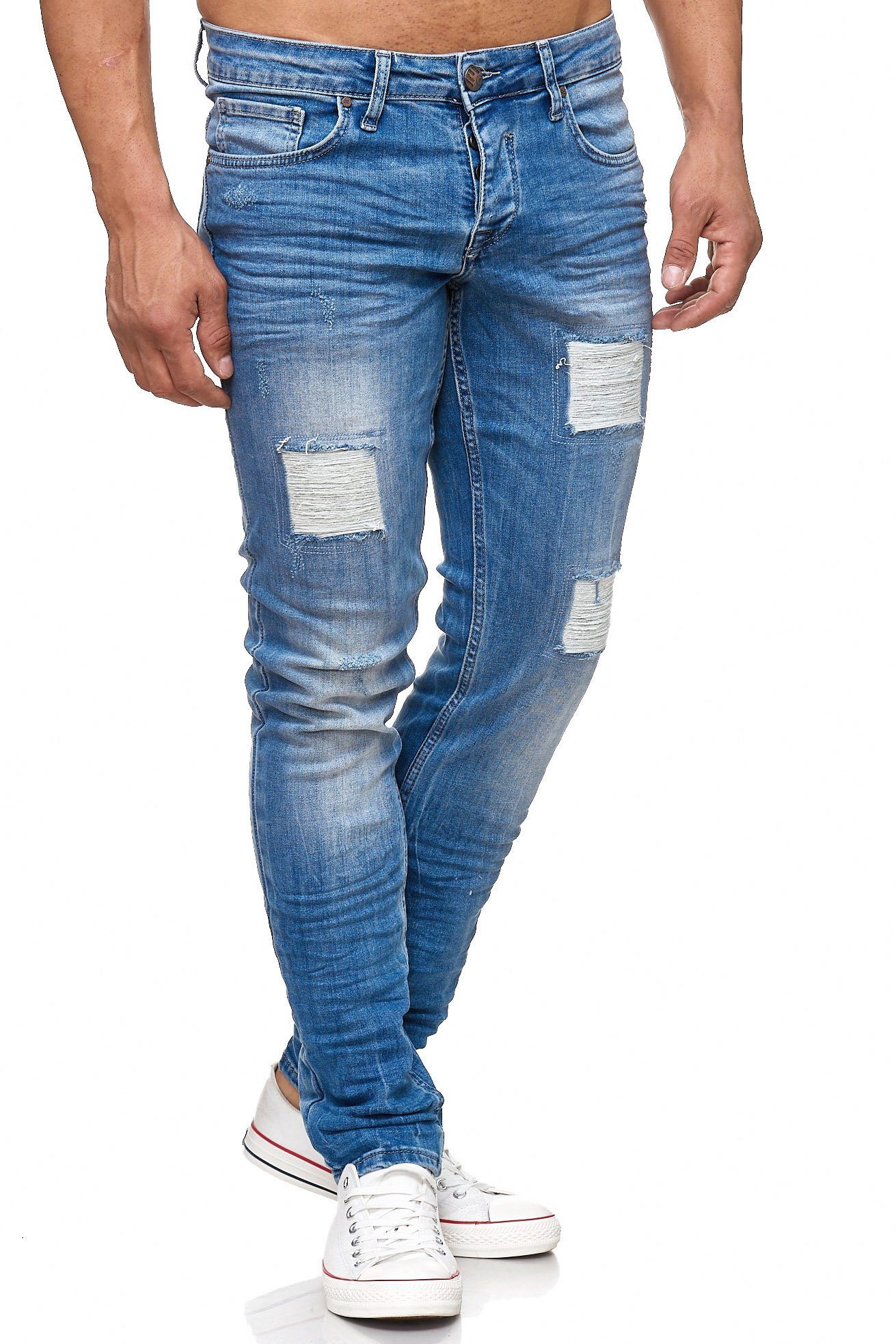 Straight-Jeans im blau Tazzio 17505 Destroyed-Look