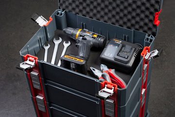 Connex Stapelbox Größe L - 34 Liter Volumen - Individuell erweiterbares System, 80 kg Tragfähigkeit- Stapelbar - robustem Kunststoff