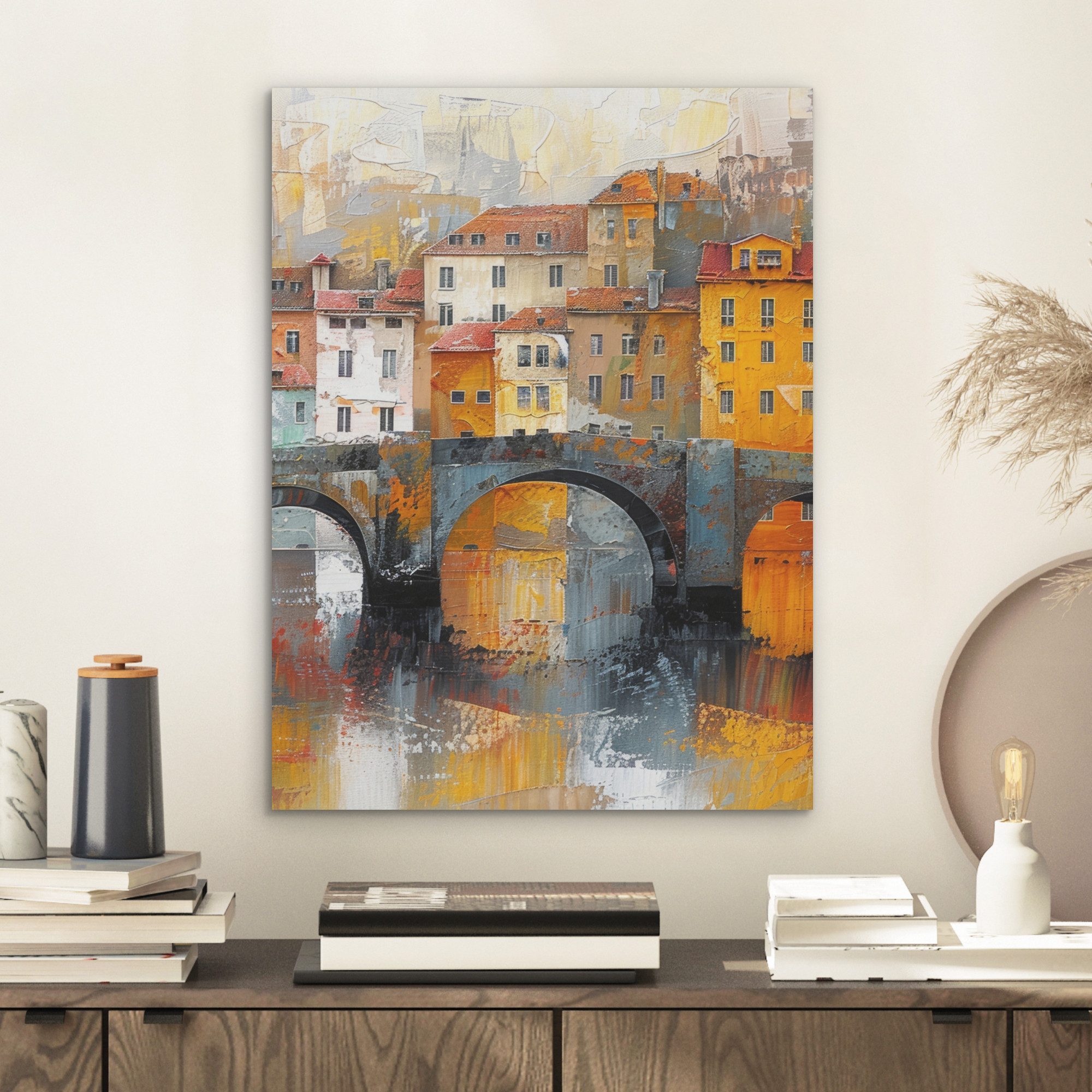 MuchoWow Gemälde Graben - Häuser - Kunst, Fotodruck (1 St), Akustikpaneele, günstig online kaufen