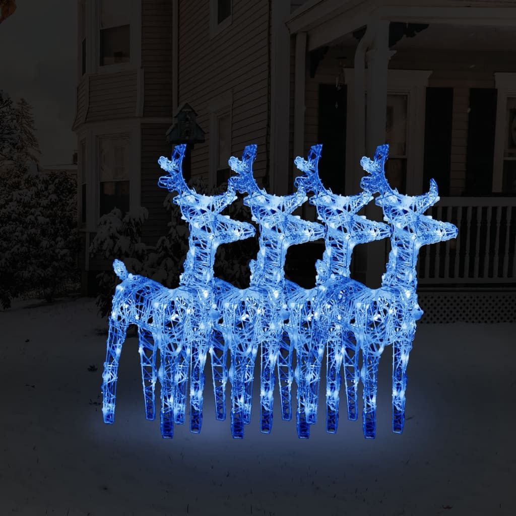 vidaXL Lichterkette NA LED-Rentiere 4 Stk Blau 160 LEDs Acryl, 40-flammig