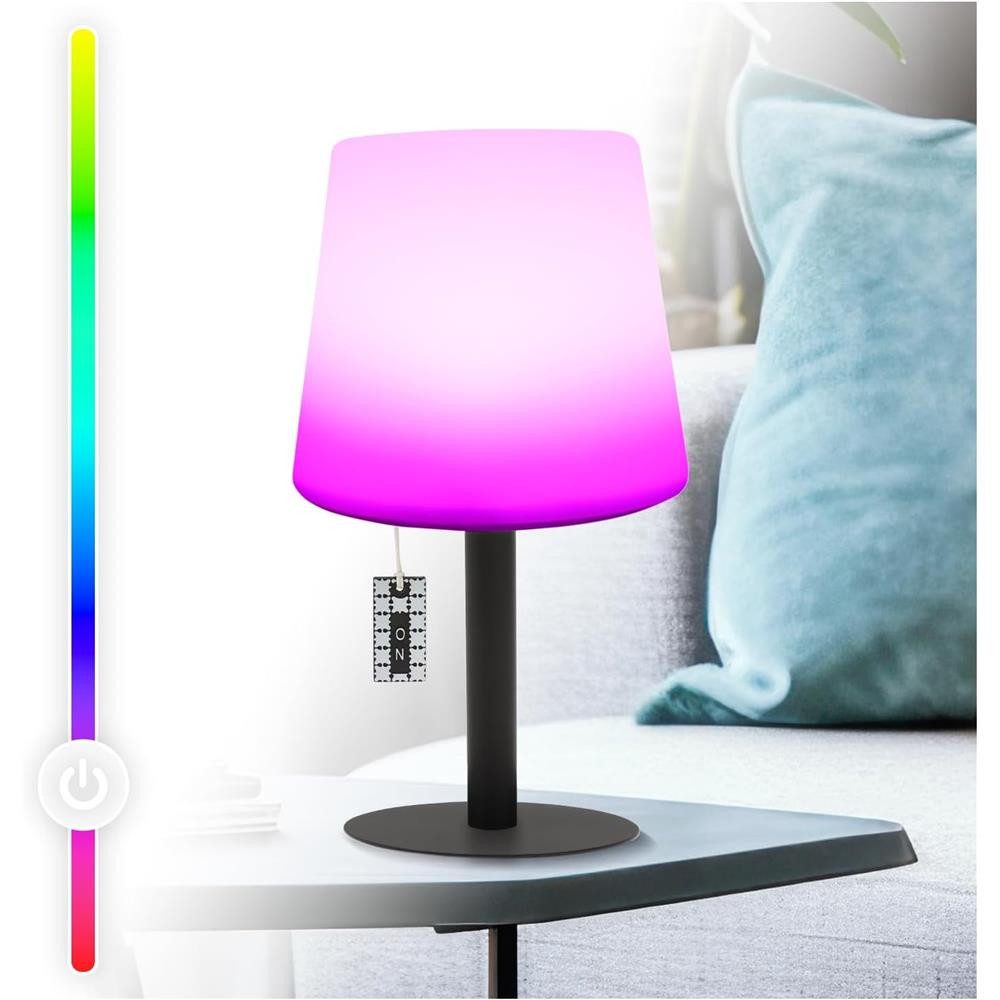 AddLiving LED Tischleuchte LED Tischlampe Table Light RGB dimmbar mit Zugschalter IP44, RGB-Farbwechsel, 12h Leuchtdauer, Zugschalter, 12 LEDs, IP44