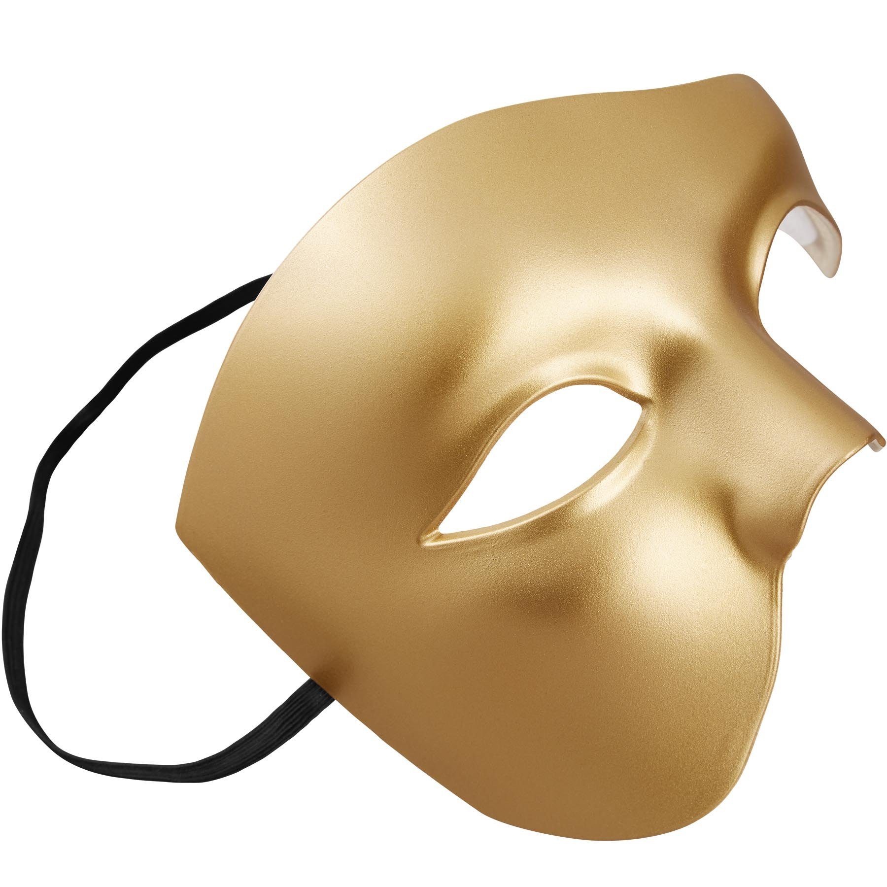 dressforfun Kostüm Faschingskleidung, auch Maskeradenverkleidung, in der Farbe gold, Einfarbige Halbmaske in Einheitsgröße, Ca. 60 g, Ca. 16,5 x 15 cm