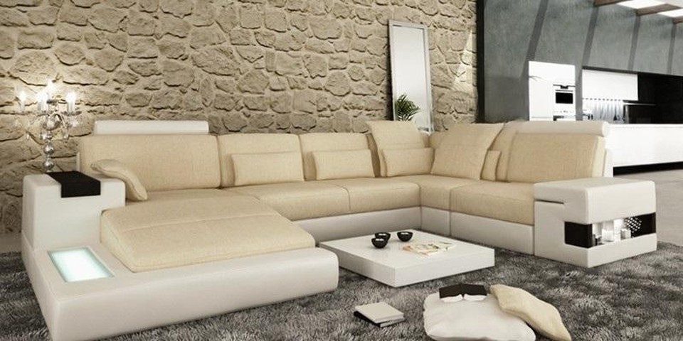 Ecksofa Big Sofa Wohnlandschaft Ledersofa Polster Sitz Couch Garnitur