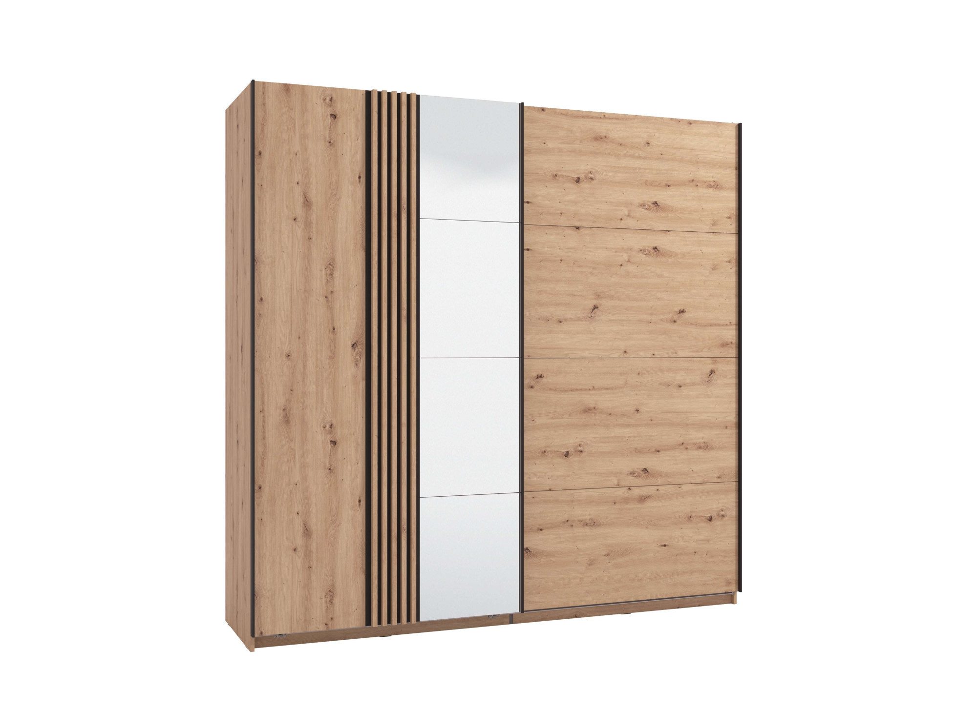 Home affaire Schwebetürenschrank Ascalon, mit Spiegel und Lamellen 3D, FSC-zertifiziert, Made in Europe 220x61x217,5cm, 3 verschiedene Innenaussattungen-individuell wählbar
