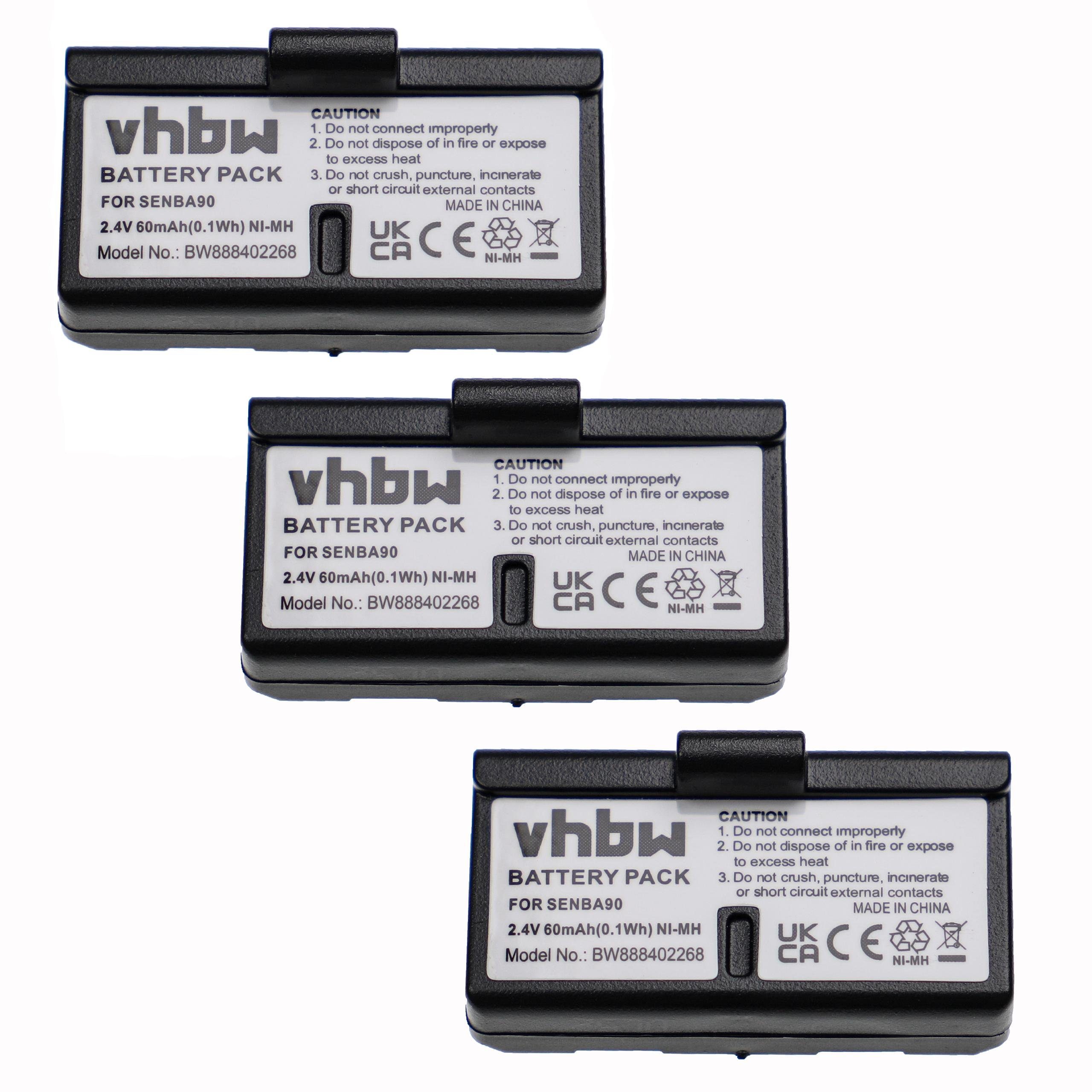 vhbw kompatibel mit Sennheiser SET100, Set 180, S180 Akku NiMH 60 mAh (2,4 V)