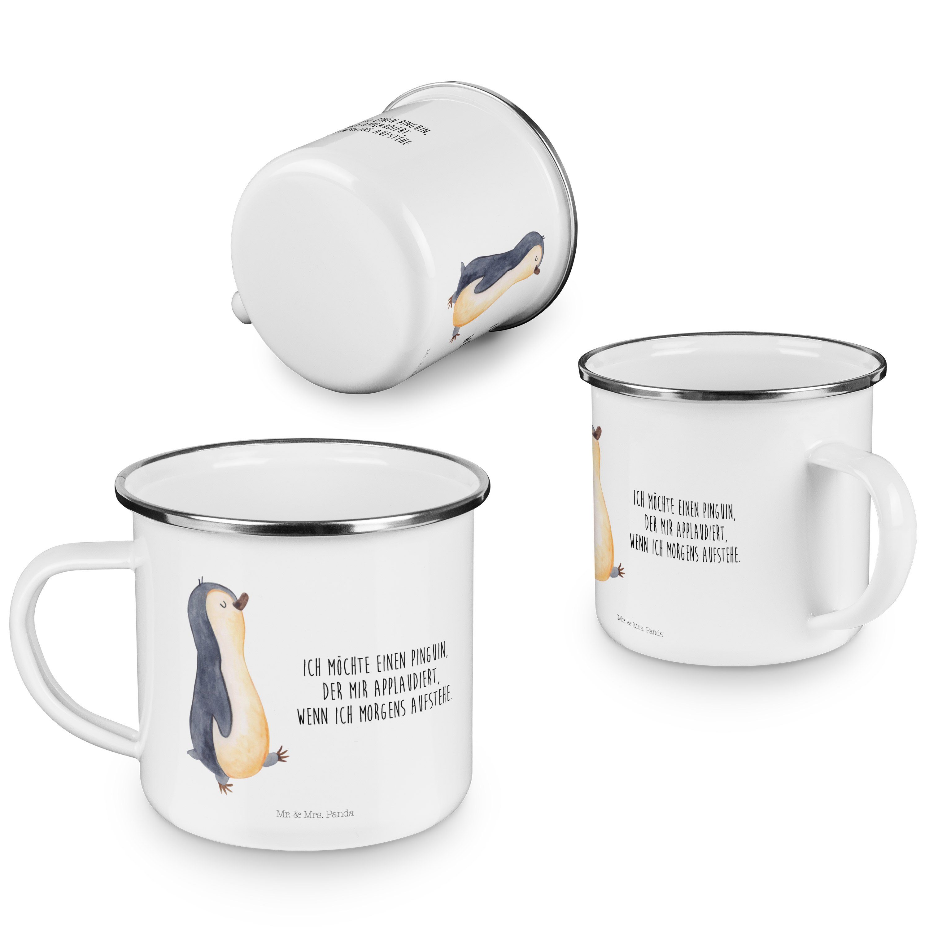 Schwester, stolz, Pinguin marschierend Emaille Panda Geschenk, Mr. & Mrs. Weiß - zufrieden, Becher -