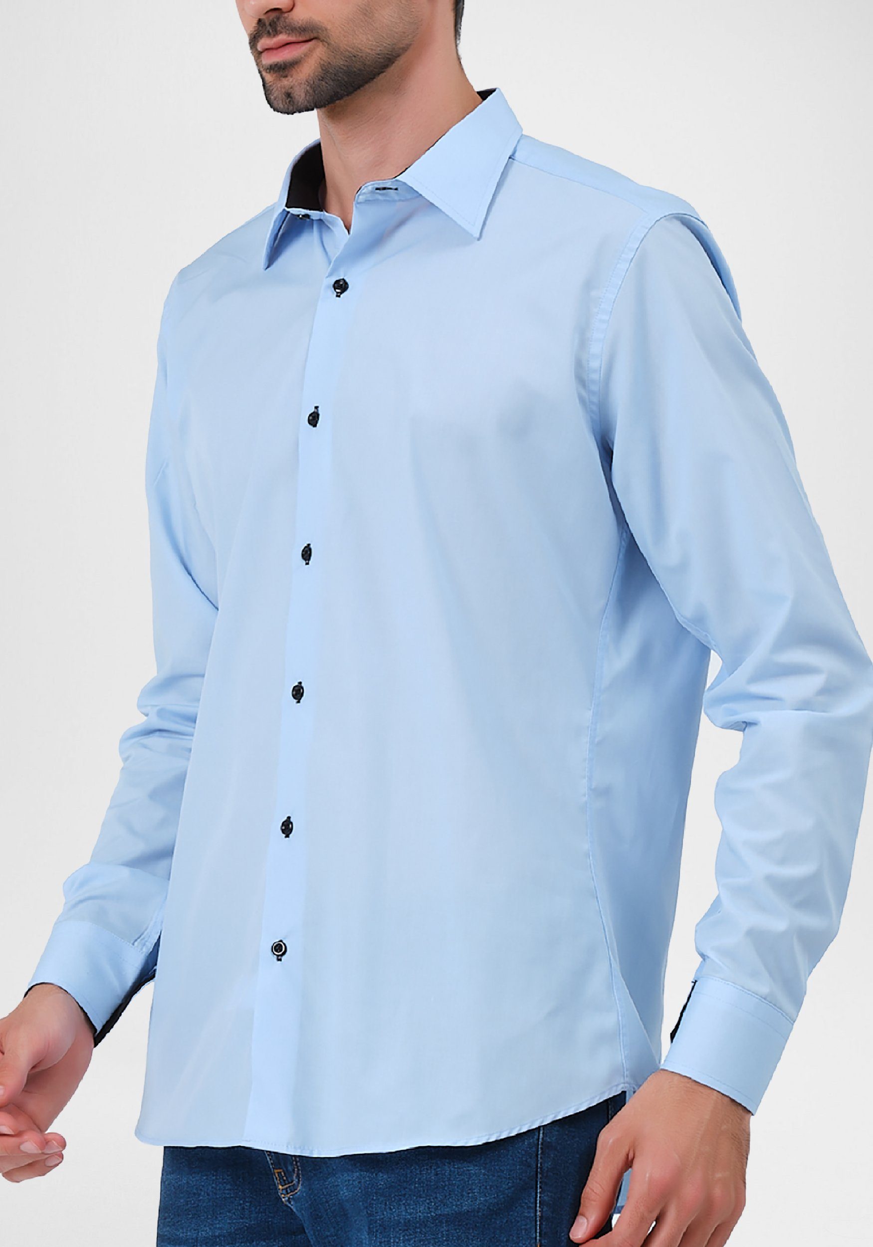 JEEL Langarmhemd Herren Hemd Langarm (1-tlg) Slim Fit