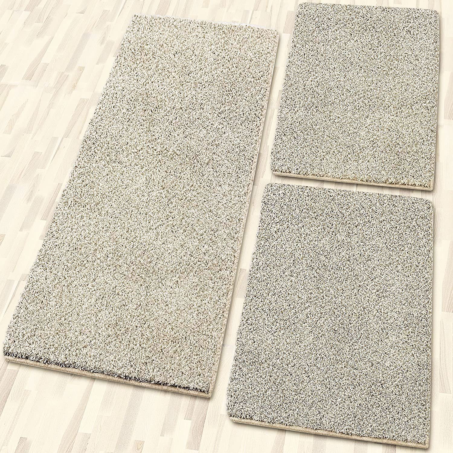 casa pura Hochflor-Bettumrandung Sphinx, 11 Farben, Teppichläufer, ideal im Schlafzimmer, Höhe 9 mm, (3-tlg), Shaggy – Bild 4 von 5