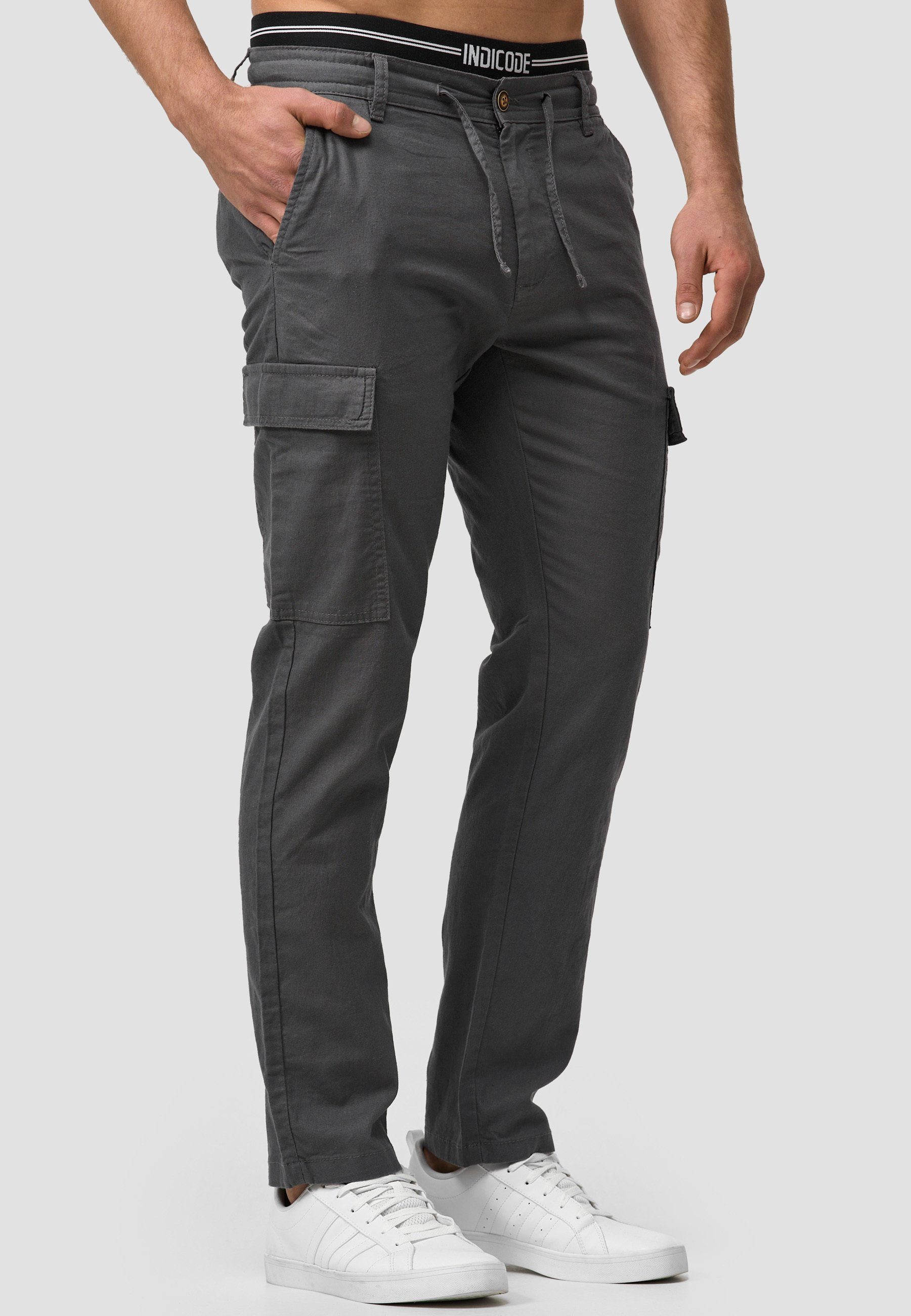 Indicode Leinenhose Herren Leonardo Sommerhose Leinen Herrenhose mit aufgesetzten Taschen