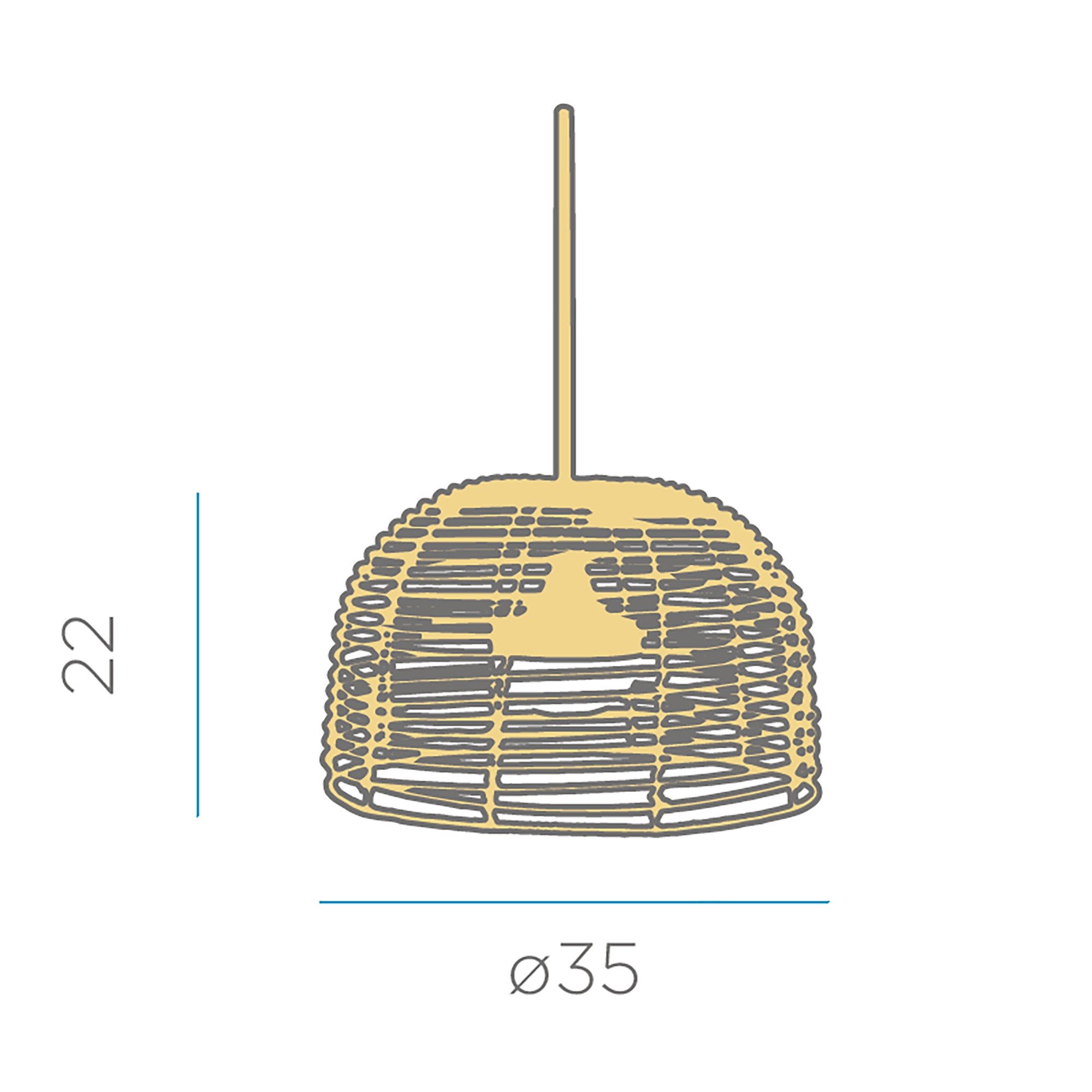 New Garden Gartenleuchte LED-Hängeleuchte, kabellos, mit Akku, dimmbar per Fernbedienung, Bossa, Warmweiß, kabellose LED-Hängeleuchte aus Rattan mit Akku & Fernbedienung