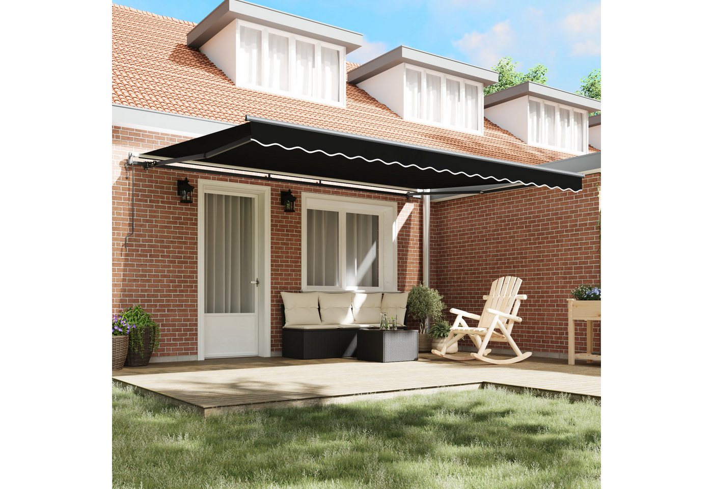 Thumbnail - vidaXL Markise automatische einziehbare Markise Schwarz 450x350 cm (1-St)
