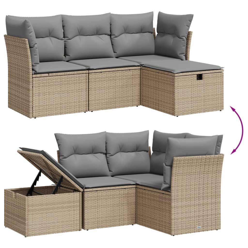 vidaXL Gartenlounge-Set 4-tlg. Garten-Sofagarnitur mit Kissen günstig online kaufen