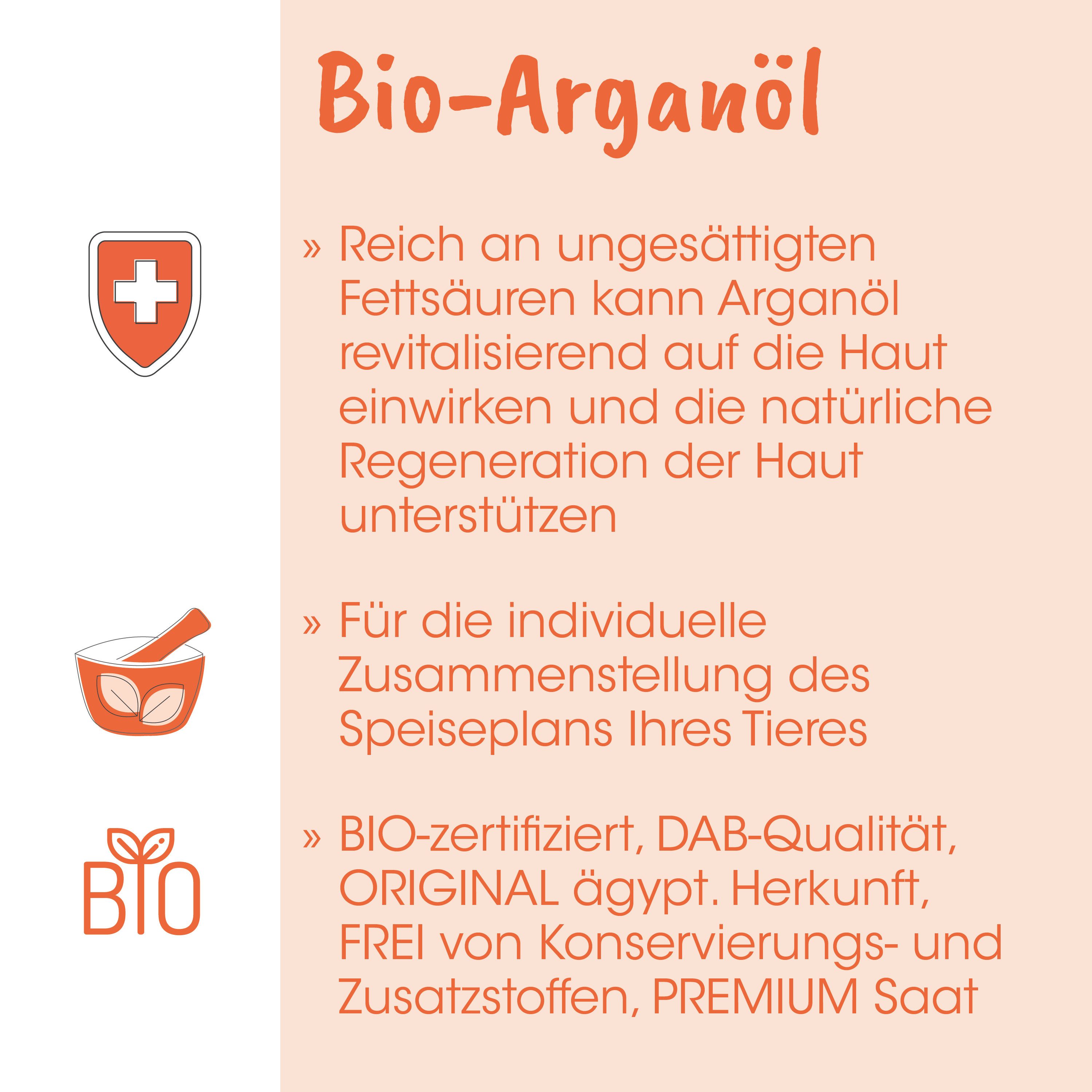 cdVet Singulares Bio-Arganöl, Ergänzungsfutter für: Pferde, Katzen, Hunde, 100% natives biologisches Arganöl aus erster Kaltpressung