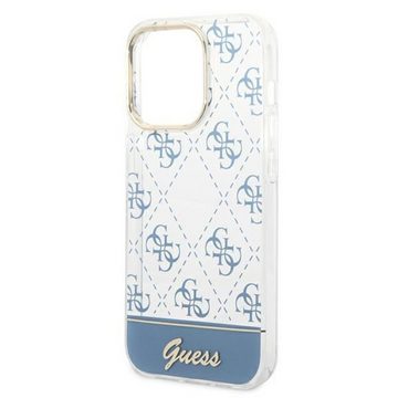 Guess Handyhülle Guess 4G Pattern Script Collection Hardcase Hülle Cover für Apple iPhone 14 Pro Max Blau