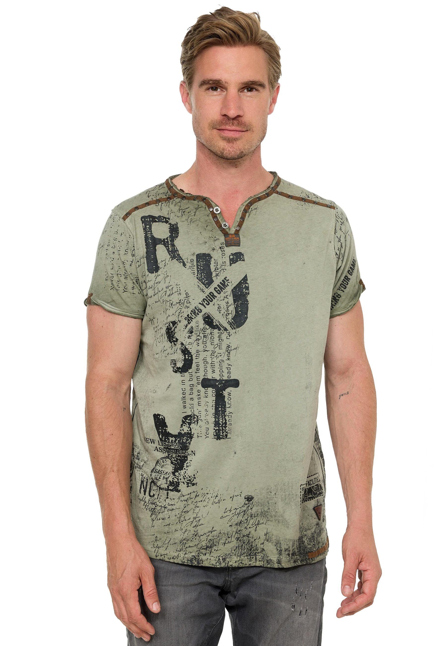 Rusty Neal T-Shirt im Used-Look khaki