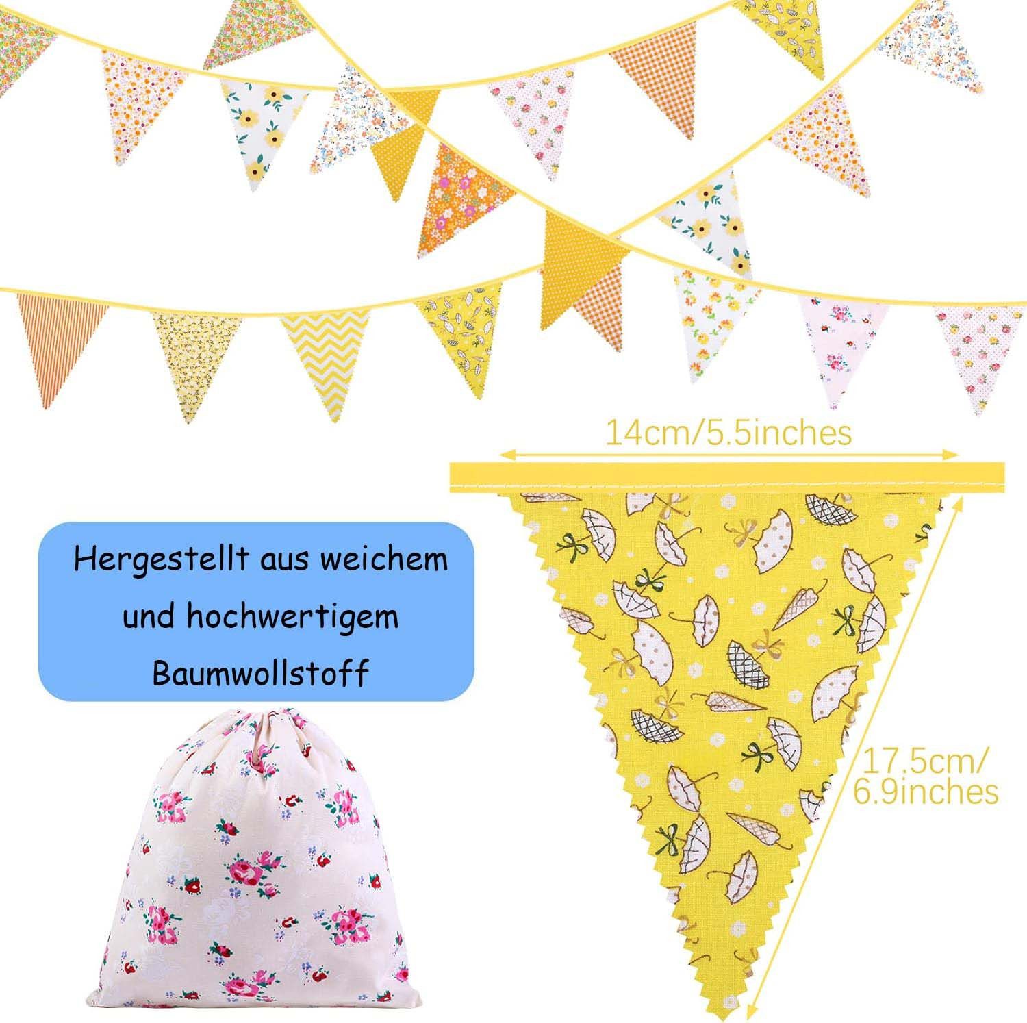 Bomiclss Wimpelkette Süße Beidseitig Wimpel Girlande, 10M Bunting Wimpelkette Stoff