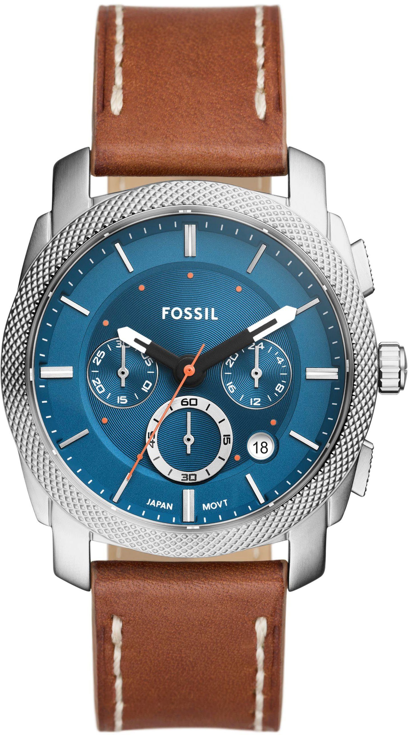 Fossil Chronograph MACHINE, Mit Datum, 12/24-Std.-Anzeige und Stoppfunktion