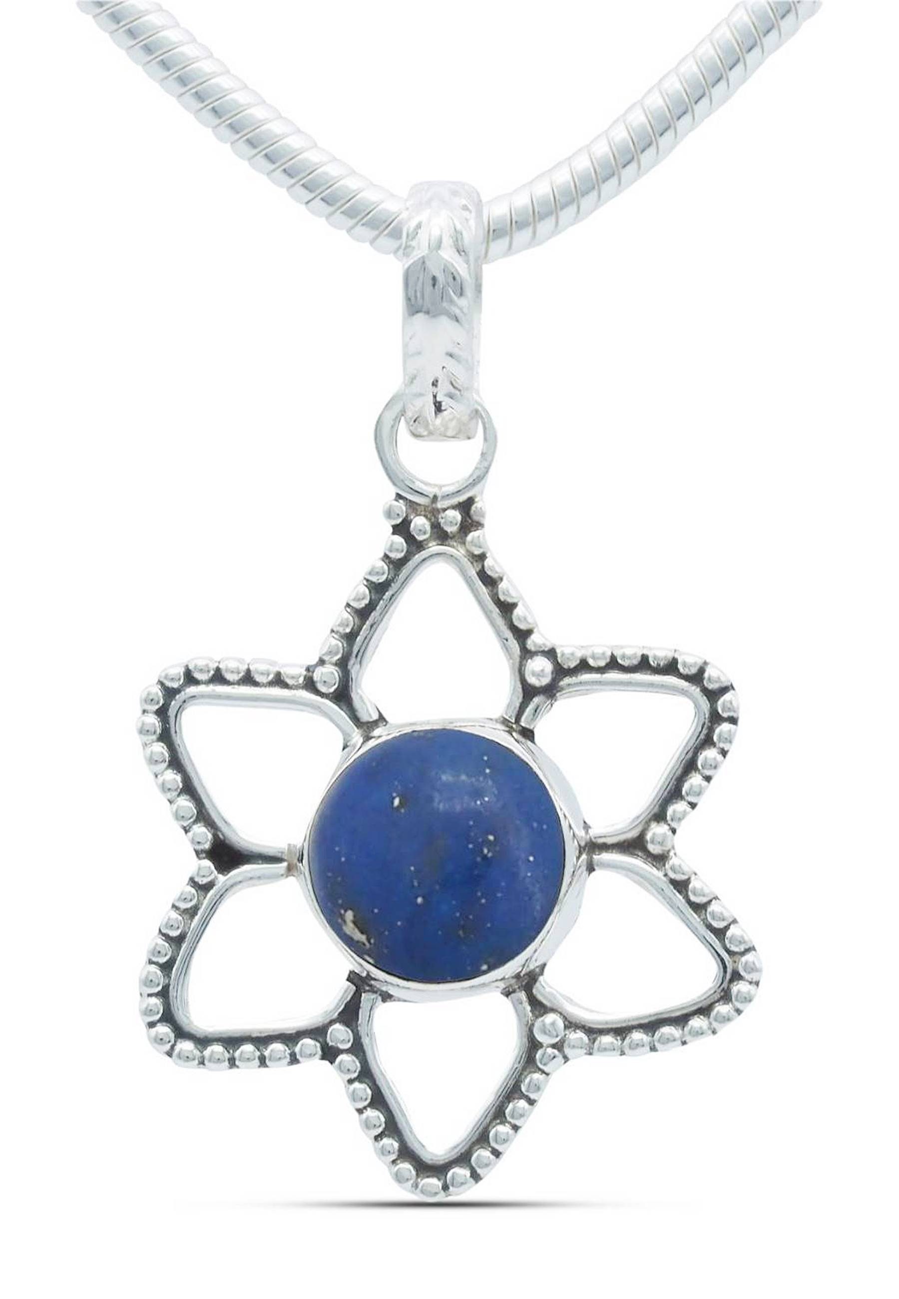 mantraroma Kette mit Anhänger 925er Lazuli SilbermitLapis