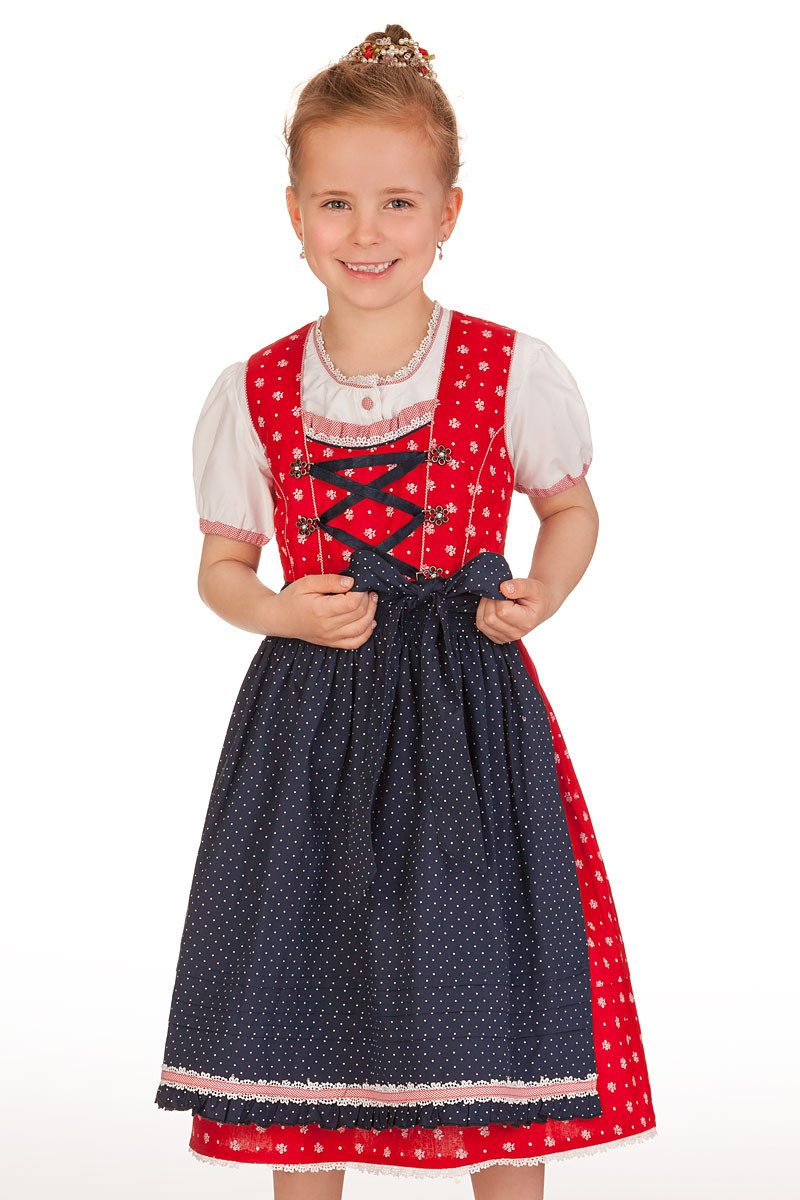 Spieth & Wensky Dirndl Kinderdirndl 3tlg. - EILEEN - rot, rosa