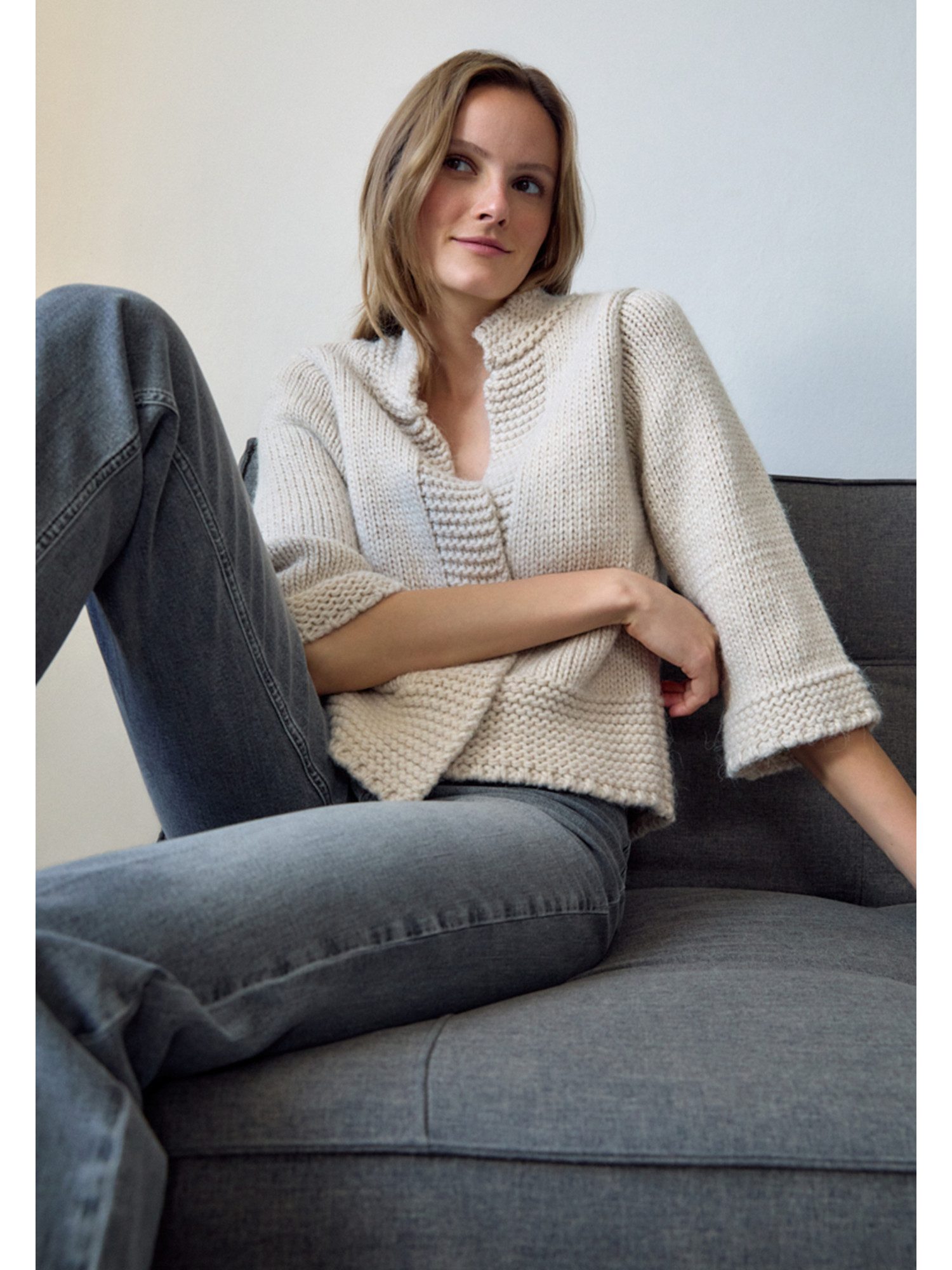 MORE&MORE Strickjacke 3/4-Arm-Cardigan mit Wollanteil