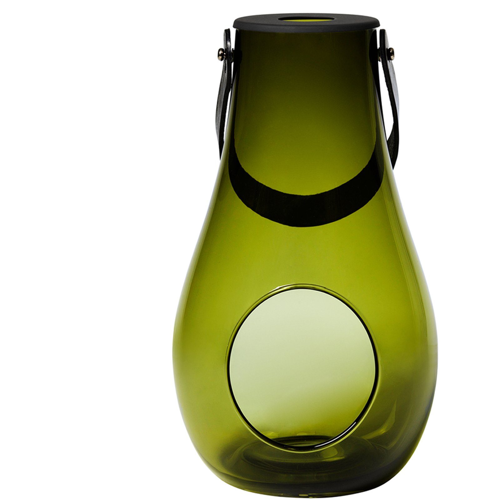 HOLMEGAARD Kerzenlaterne With Light Laterne olivegrün mit Lederhenkel 29 cm (h), Holmegaard With Light Laterne olivegrün mit Lederhenkel 29 (h)